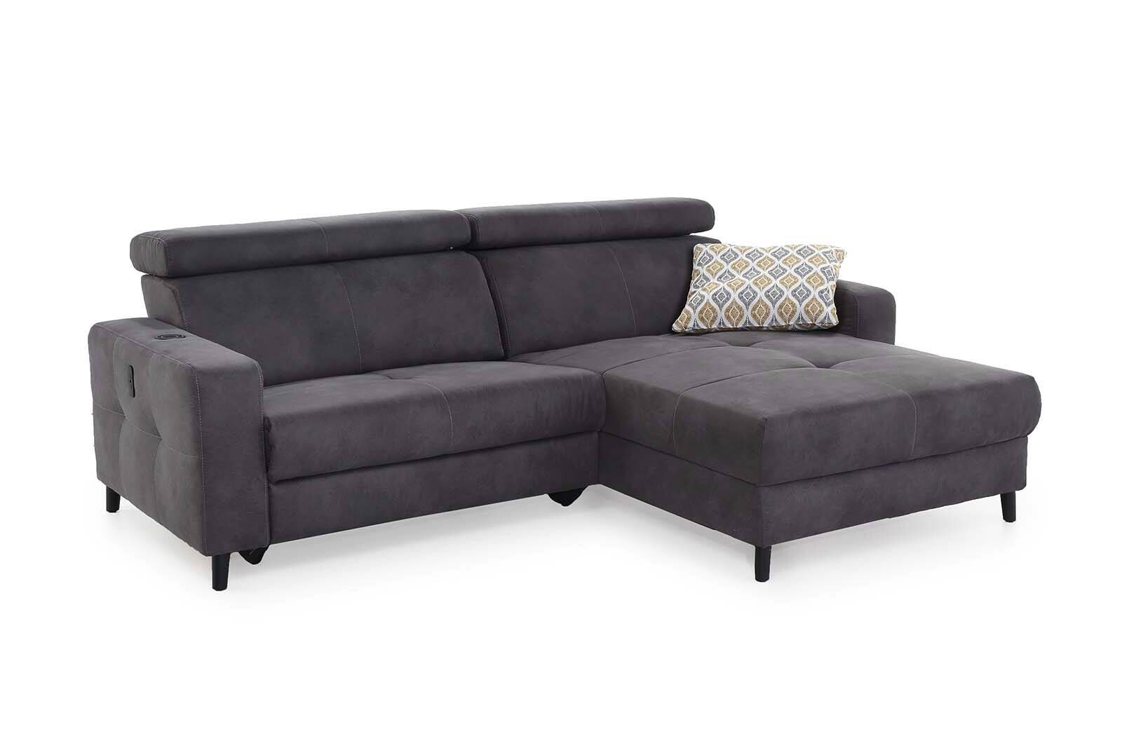 Ecksofa dunkelgrau Microfaser B/H/T: ca. 249x108x185 cm