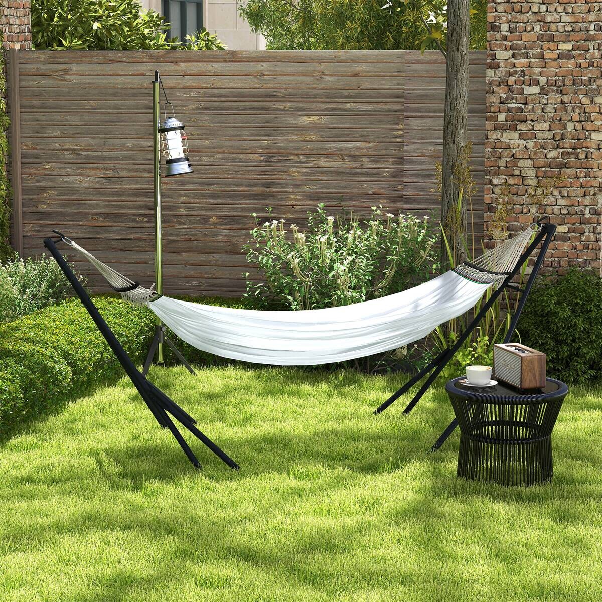 Outsunny Hängemattengestell weiß Nylon B/H/L: ca. 89x263x100 cm