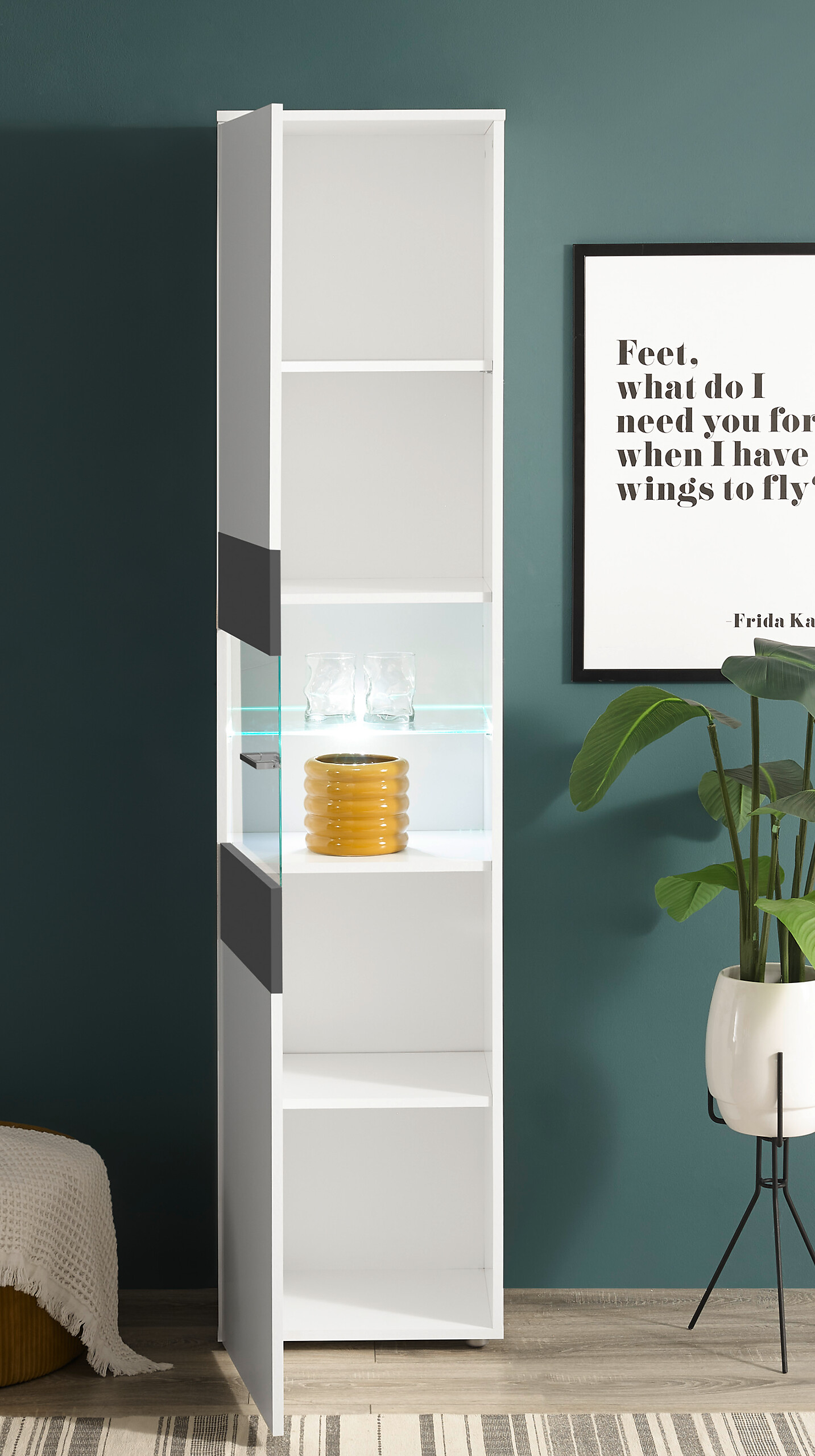 Vitrine Alex weiß Graphit B/H/T: ca. 45x195x37 cm Vitrine Alex weiß Graphit B/H/T: ca. 45x195x37 cm