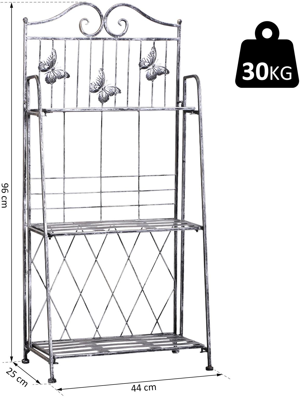 Outsunny Pflanzregal Silbergrau Metall B/H/L: ca. 25x96x44 cm