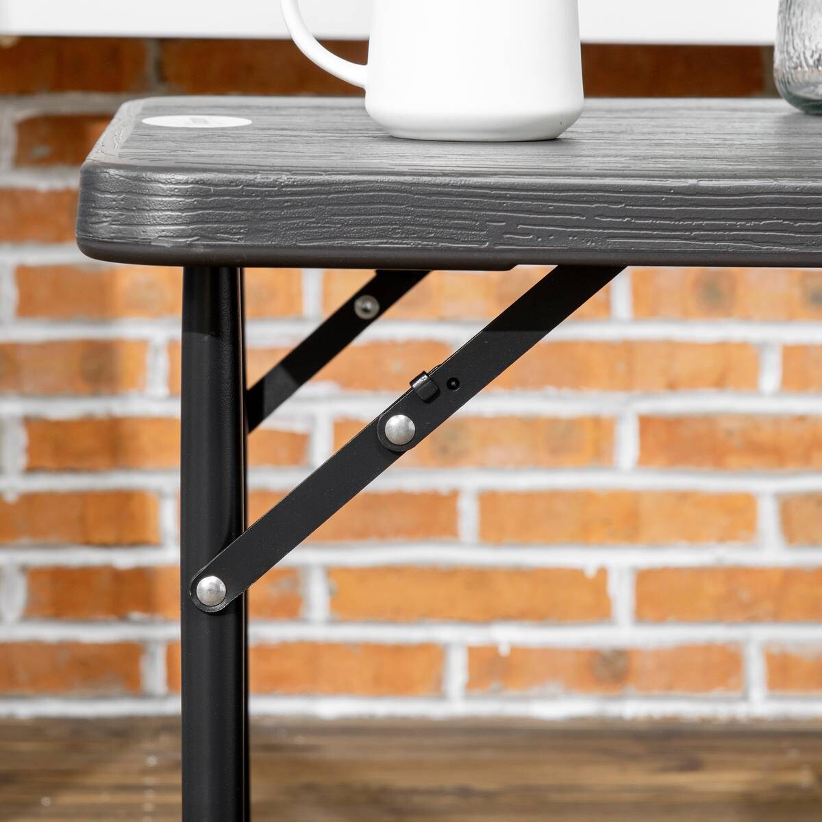 Outsunny Gartentisch dunkelgrau Stahl B/H/L: ca. 60x74x118 cm