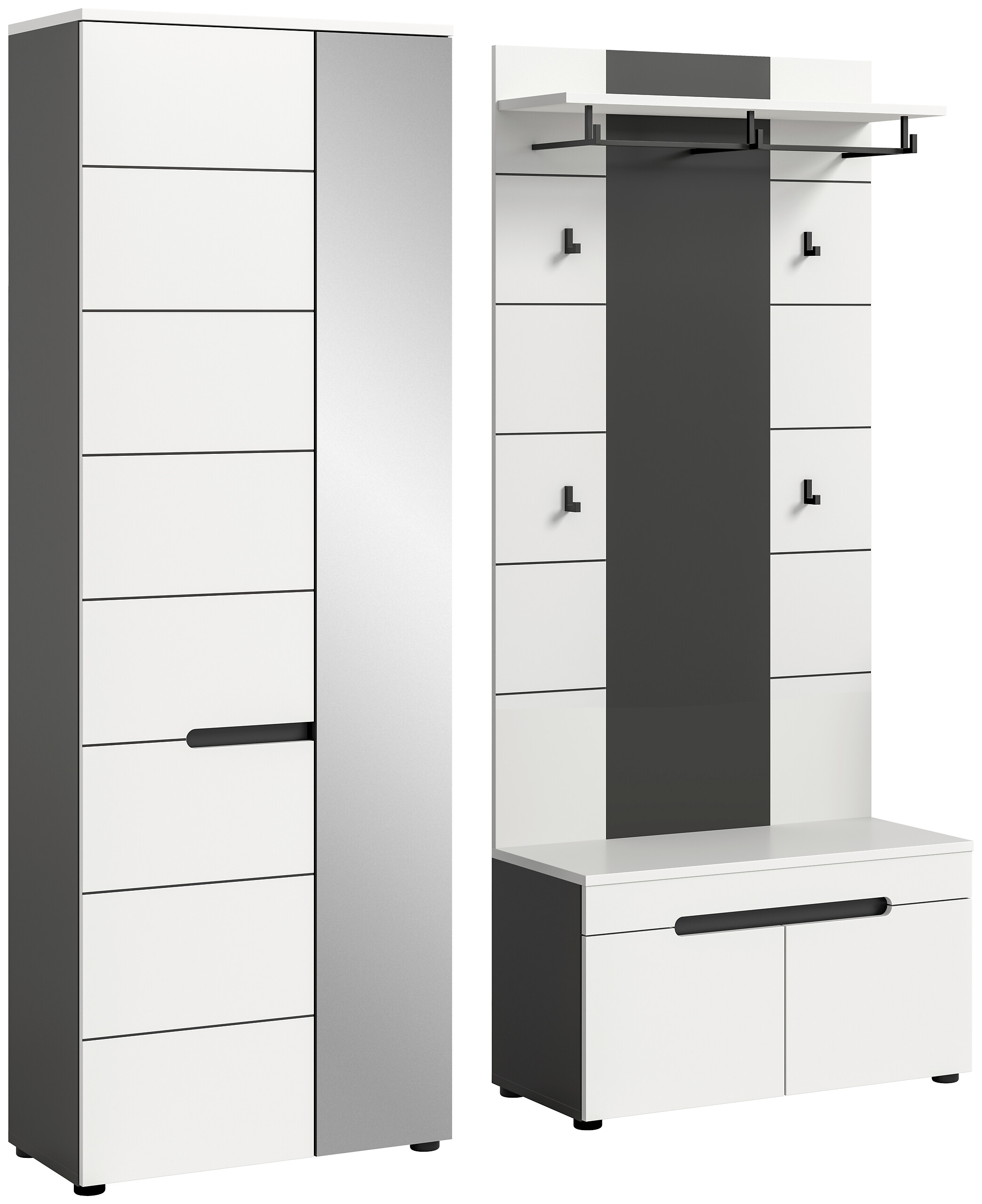 Garderobe Canu basaltgrau Nachbildung weiß B/H/T: ca. 160x190x37 cm