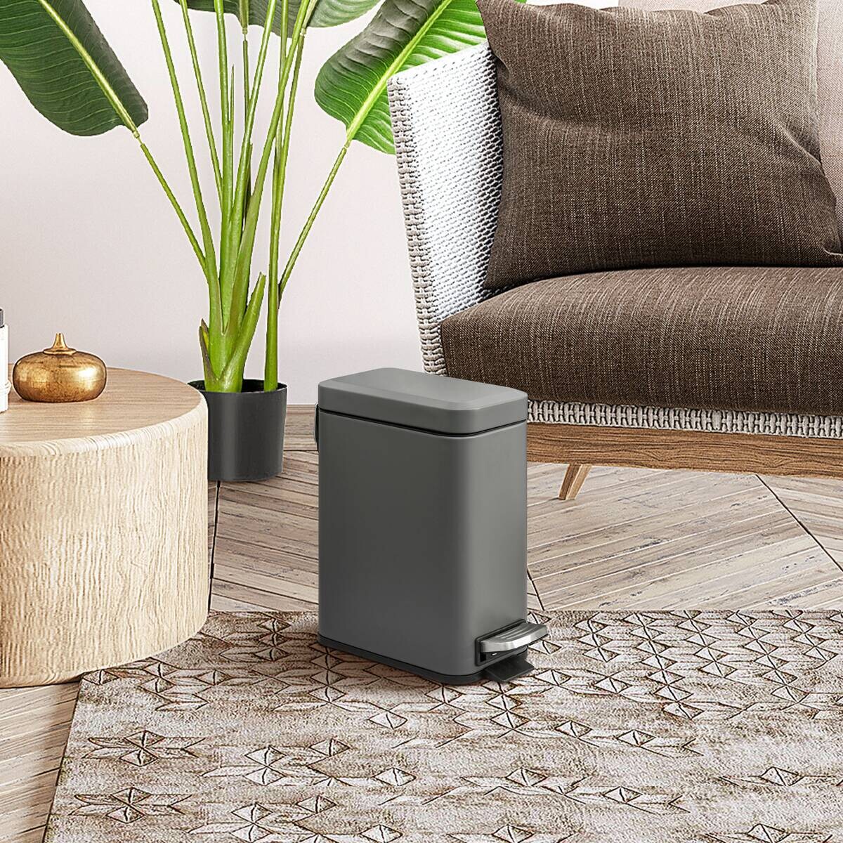 HOMCOM Mülleimer grau B/H/L: ca. 14x29,2x32 cm