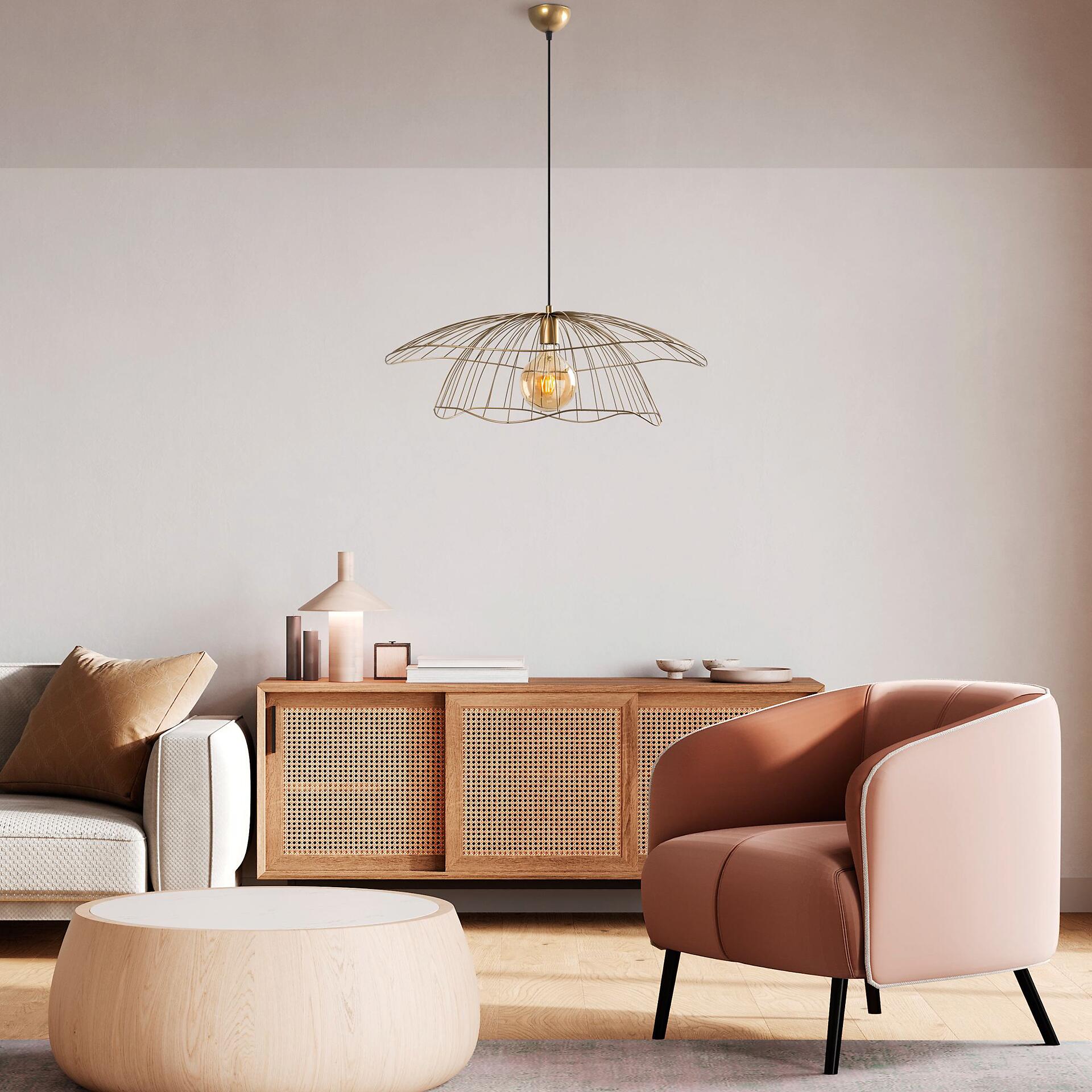 Opviq Pendelleuchte Mantar gold B/H/T/L/D: ca. 70x124x70x70x70 cm E27 1 Brennstellen