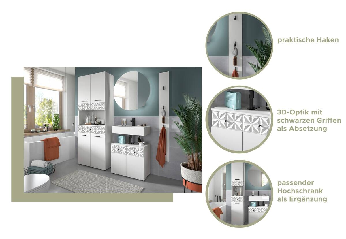 Badezimmer-Set Prisma weiß B/H/T: ca. 60x187x37 cm