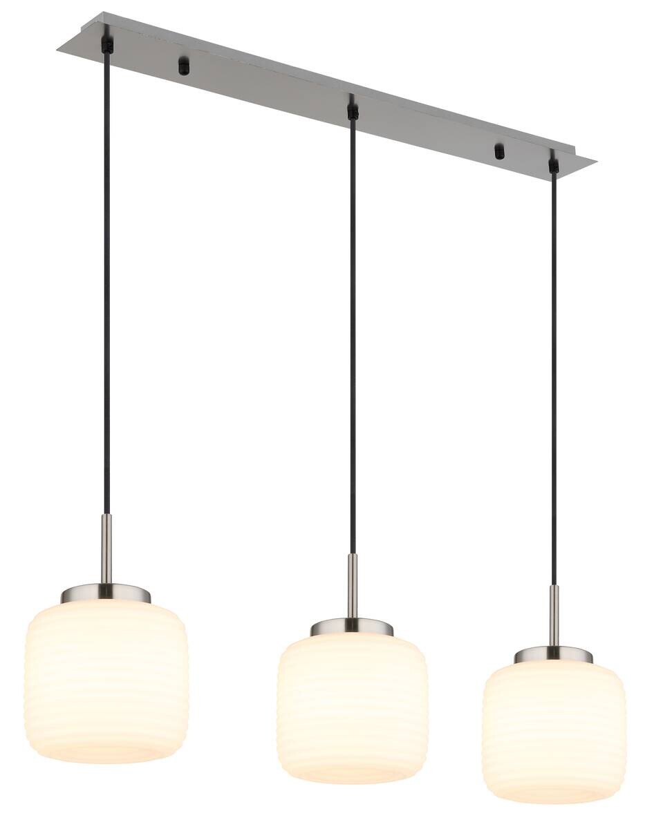 GLOBO Pendelleuchte nickel matt schwarz Opal Metall Glas B/H: ca. 90x130 cm 3.0 Brennstellen