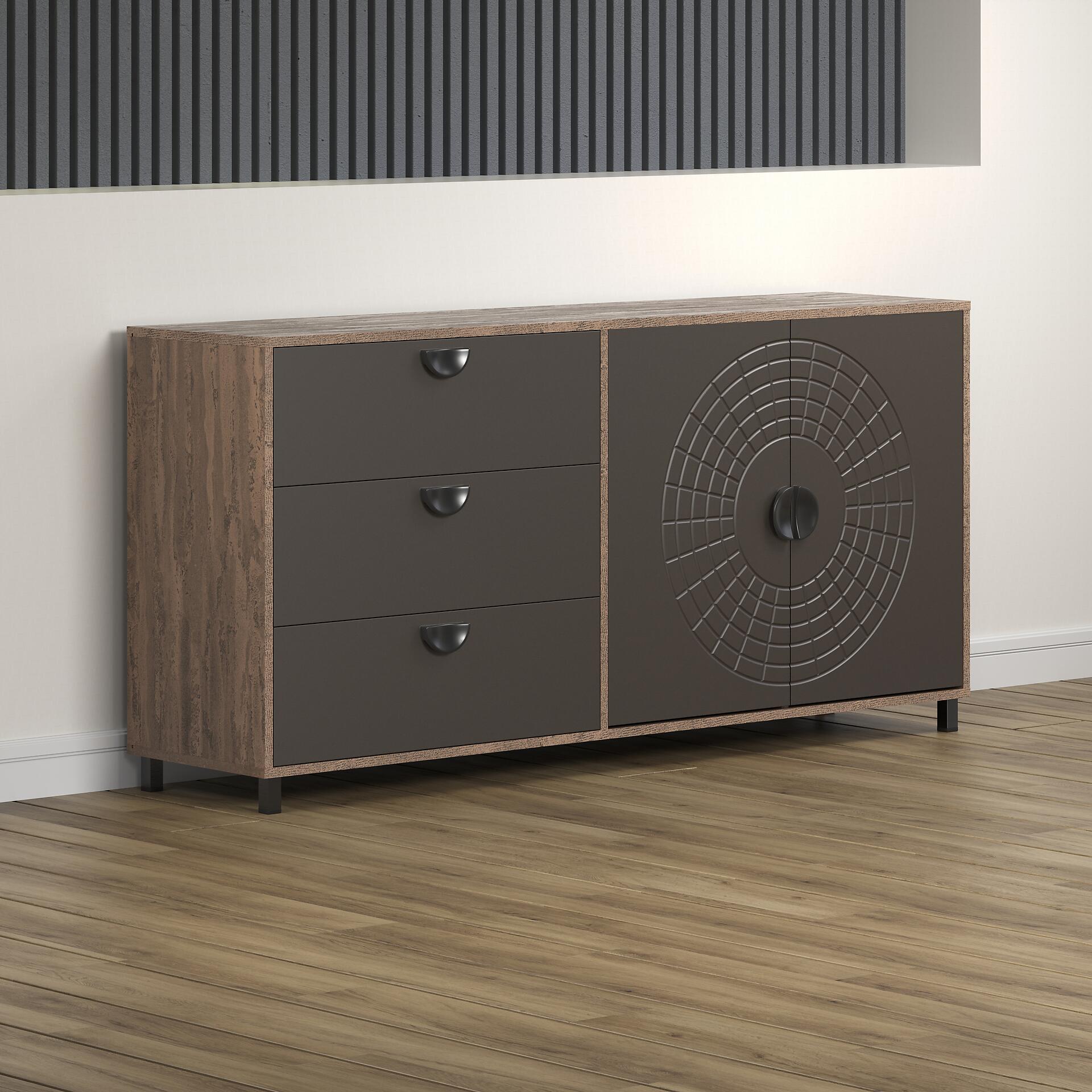 Sideboard Fusion Eiche dunkel Nachbildung bronze Optik B/H/T: ca. 176x86x42 cm