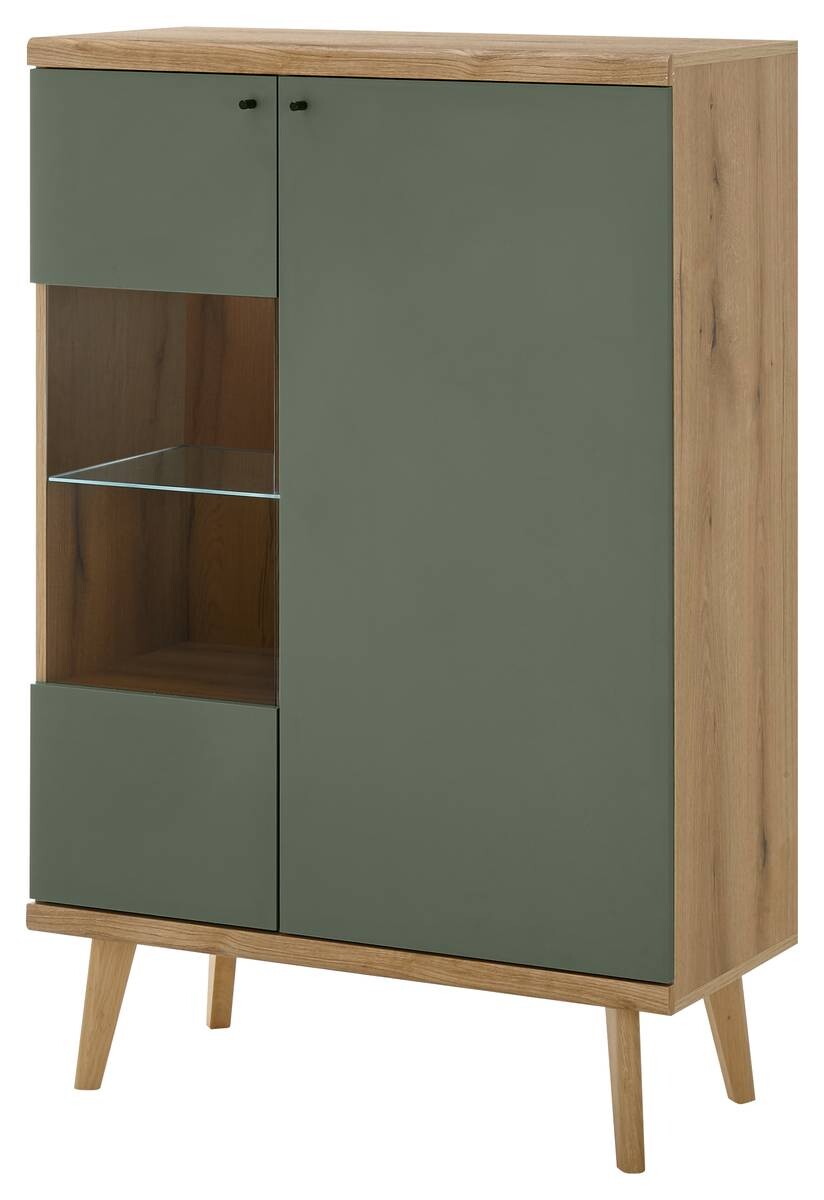 Vitrine Alva Eiche Evoke Coast Nachbildung salbei B/H/T: ca. 90x134x40 cm