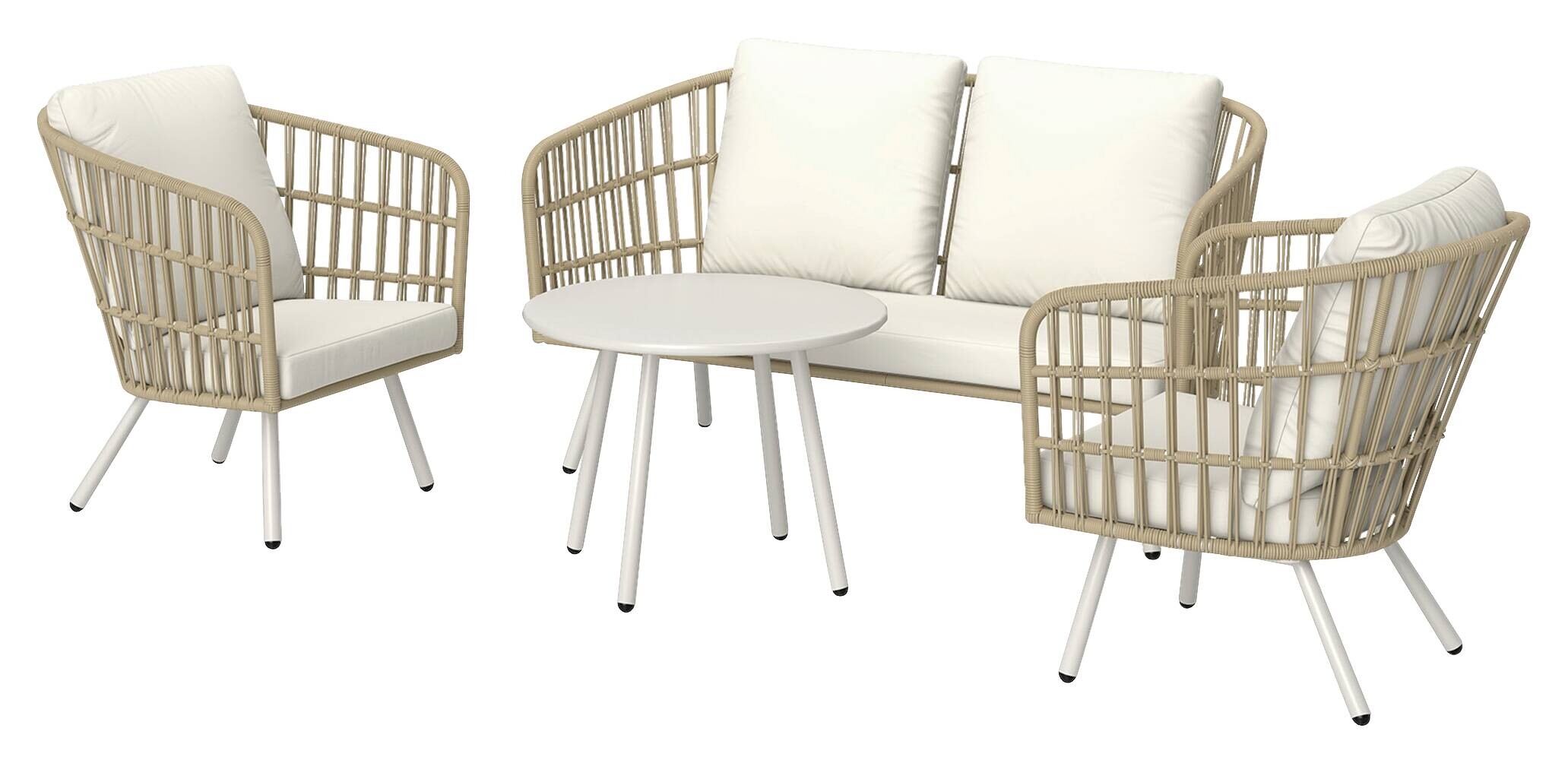 Outsunny Rattan Gartenmöbel-Set khaki Polyethylen B/H/L: ca. 65x69x132 cm