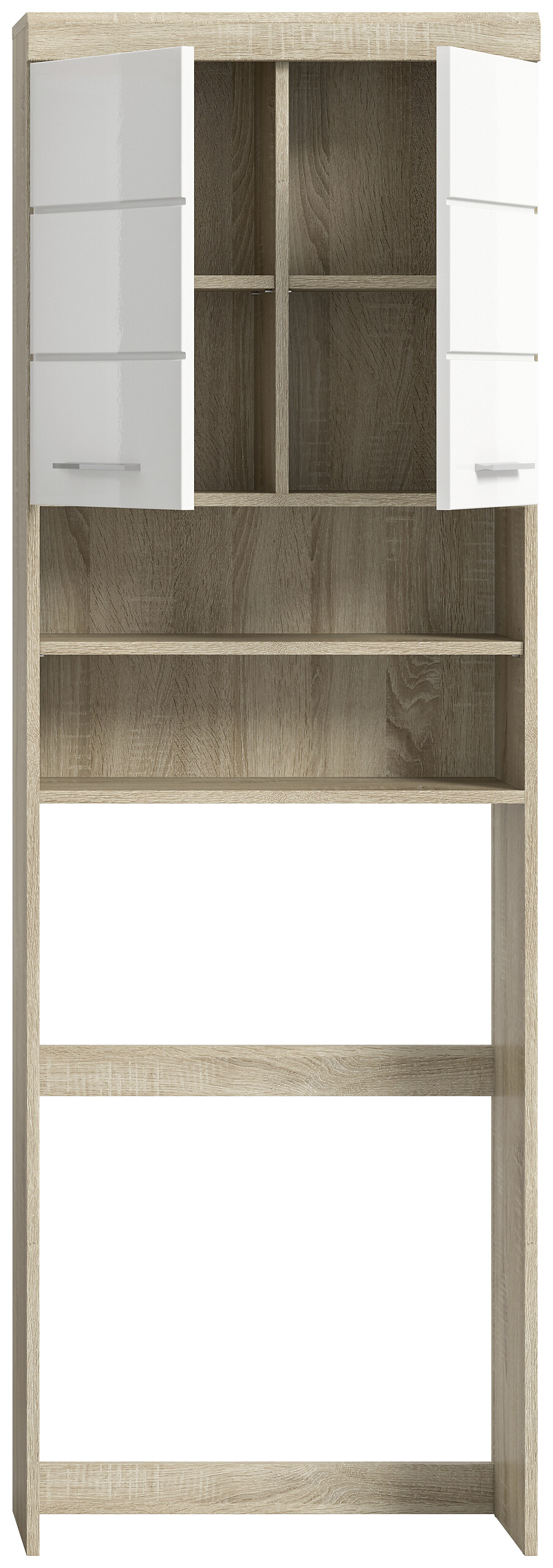 Waschmaschinenumbauschrank Lambada Eiche Sonoma Nachbildung weiß Hochglanz B/H/T: ca. 63x191x24 cm