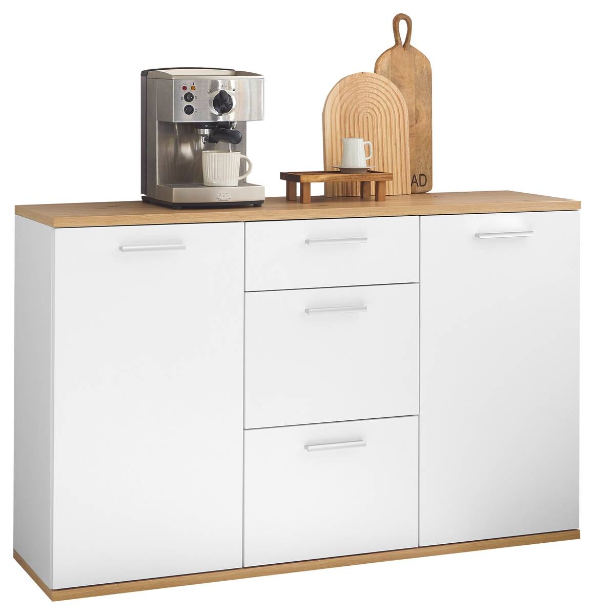 Kommode BC 1035 weiß Eiche Artisan Nachbildung B/H/T: ca. 135x86x38 cm