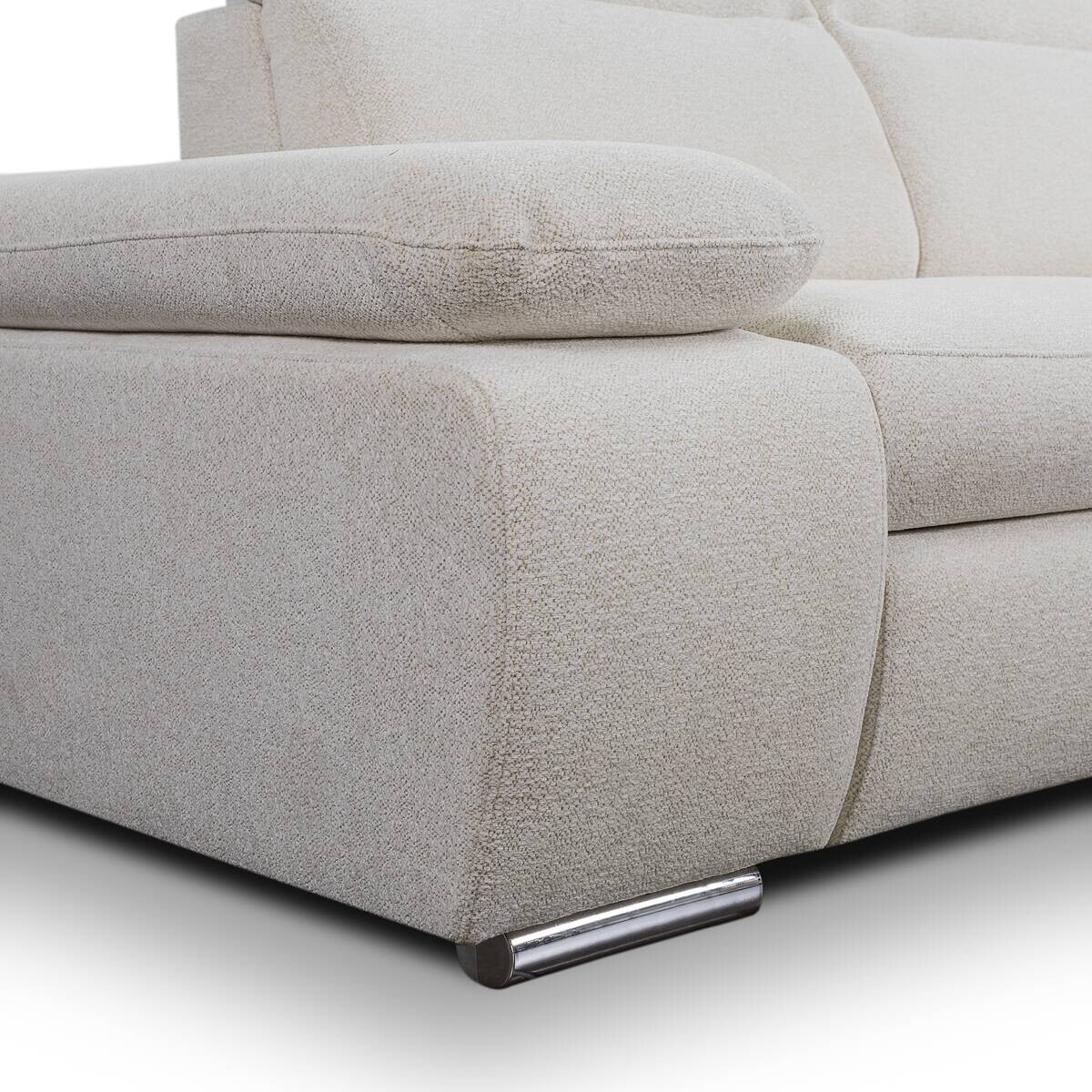Ecksofa mit Bettfunktion und Bettkasten beige Microfaser B/H/T: ca. 282x100x232 cm