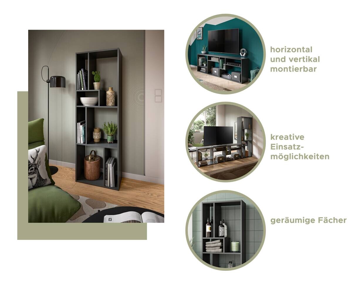 Regal Tommy grau B/H/T: ca. 159x54x28 cm