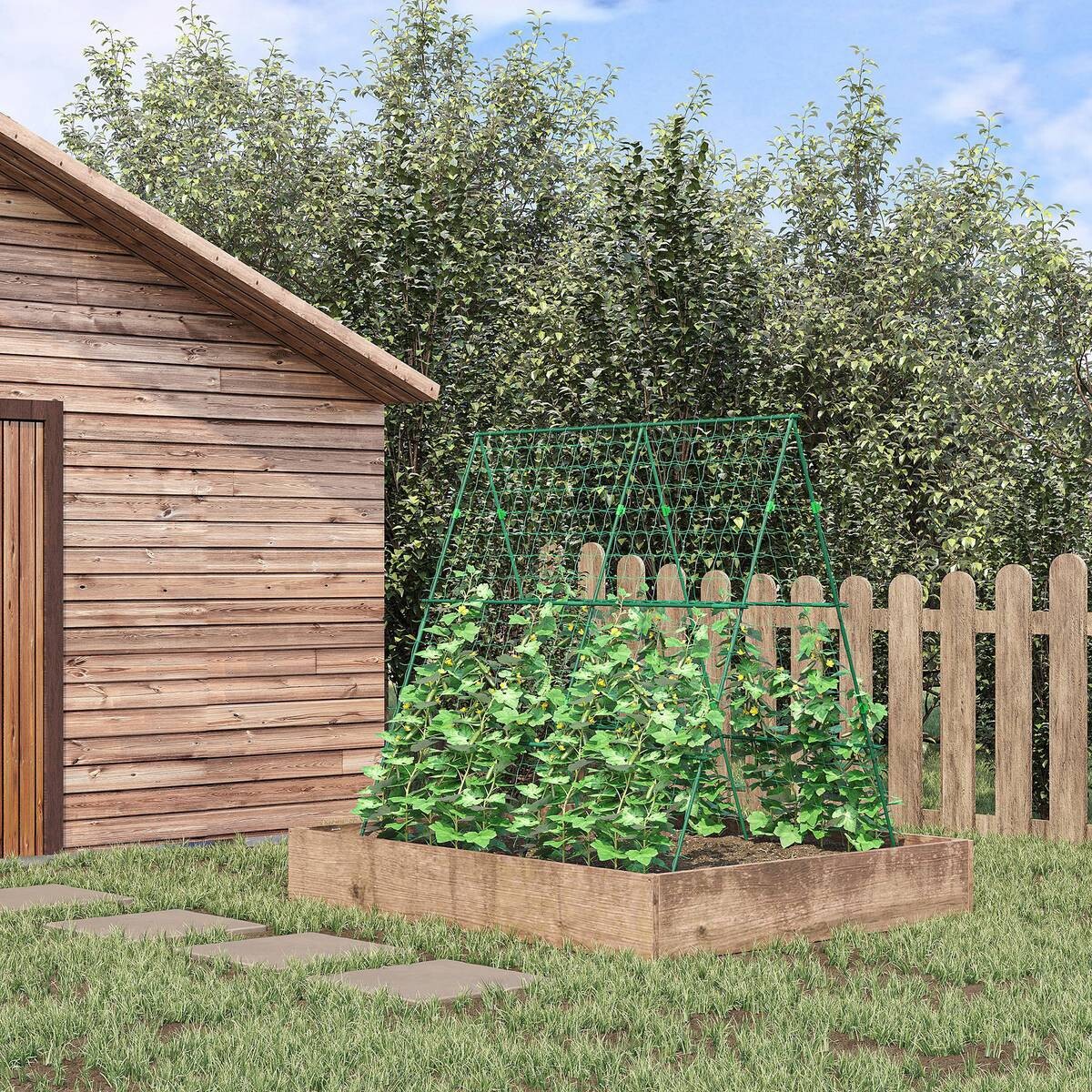 Outsunny Trellis-Rankhilfe mit Stahlrahmen grün B/H/L: ca. 100x180x180 cm