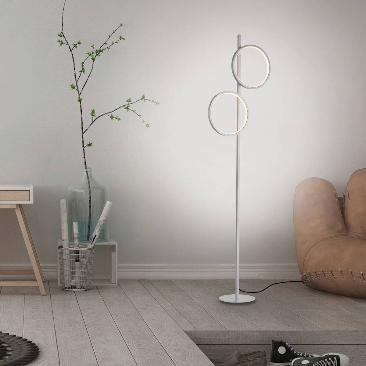 Just Light LED Stehleuchte Mini-Ritus silber Eisen 2 Brennstellen Just Light LED Stehleuchte Mini-Ritus silber Eisen 2 Brennstellen