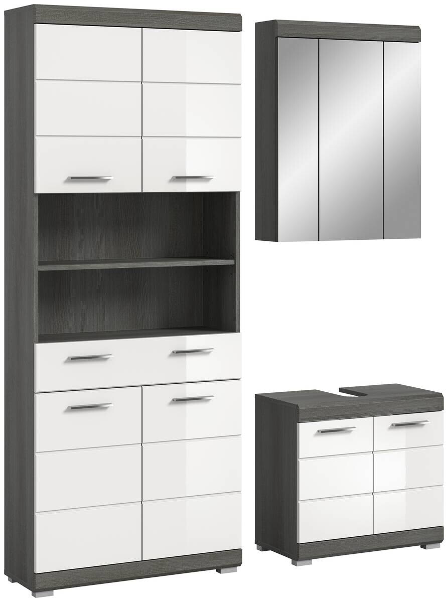 Badezimmer-Set Scout Rauchsilber Nachbildung weiß Hochglanz B/H/T: ca. 149x34x191 cm