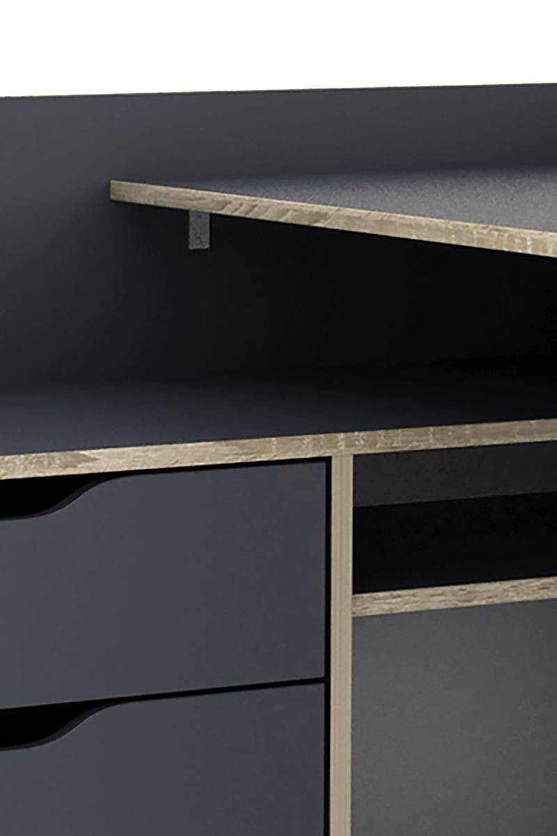 Winkelschreibtisch BELFAST anthrazit Eiche Optik B/H/T: ca. 129x83,5x105 cm