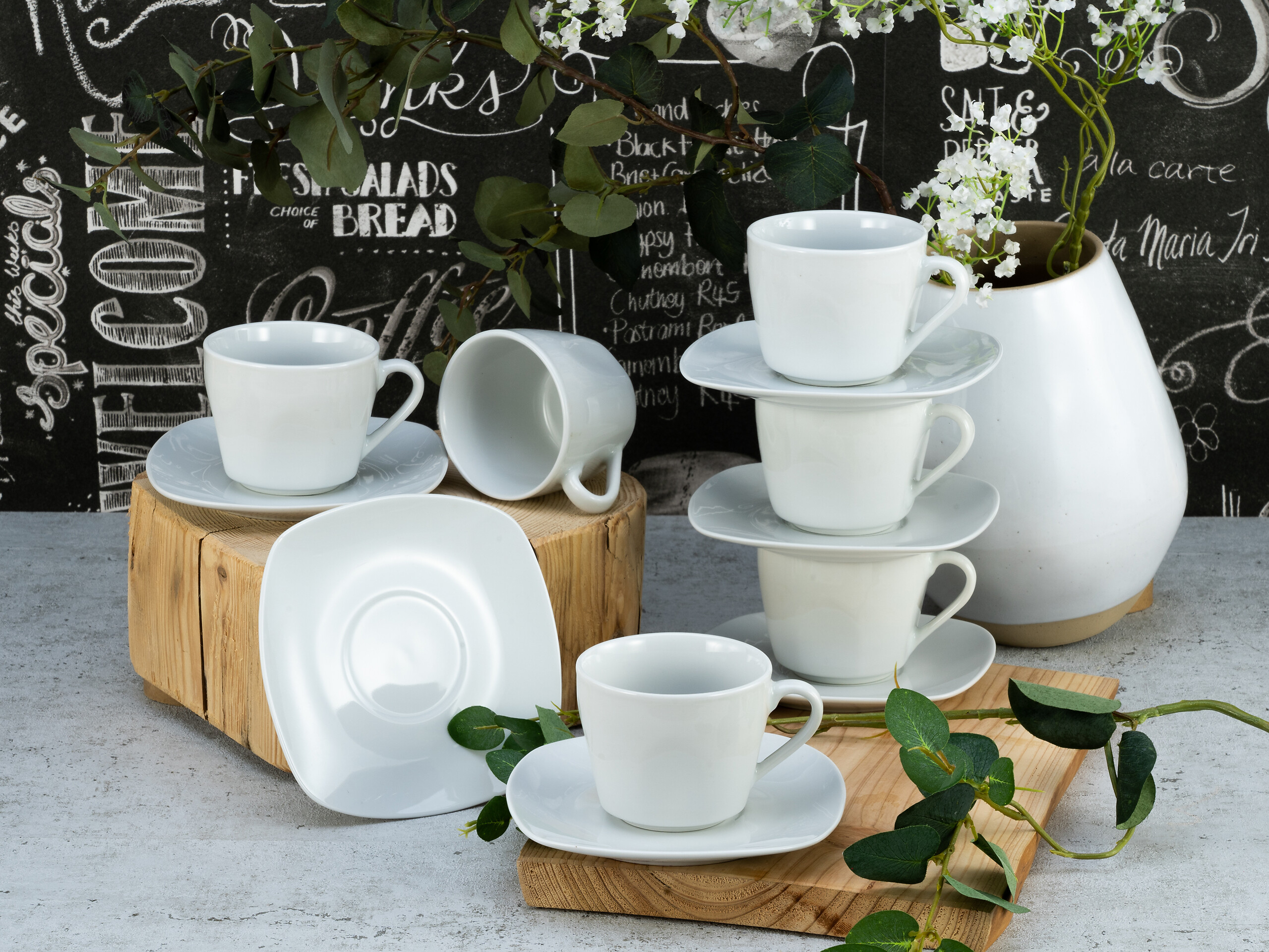 CreaTable Kaffeetassenset Square weiß Porzellan 12 tlg. CreaTable Kaffeetassenset Square weiß Porzellan 12 tlg.