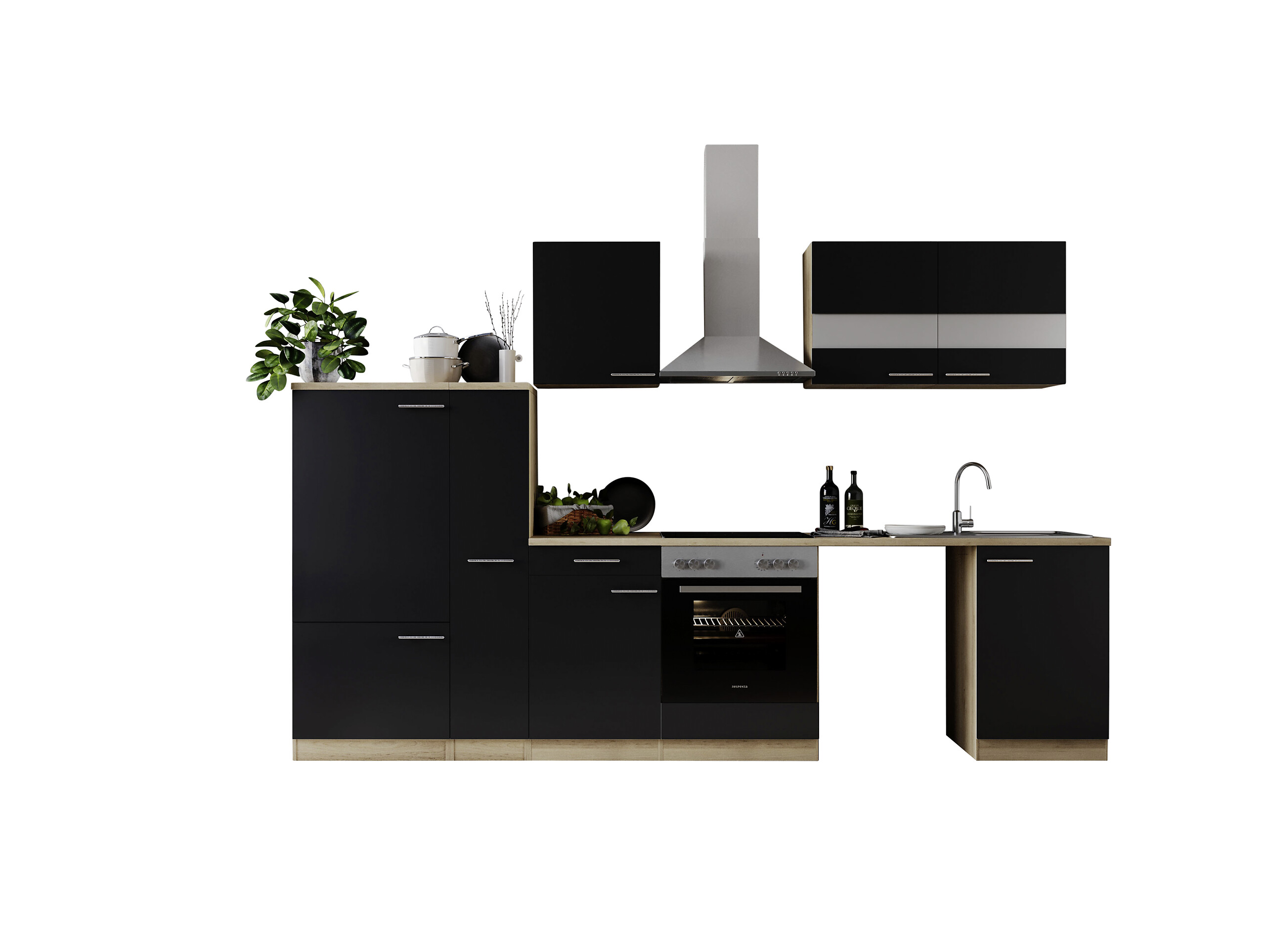 Respekta Küchenblock Merle schwarz B/H/T: ca. 310x200x60 cm