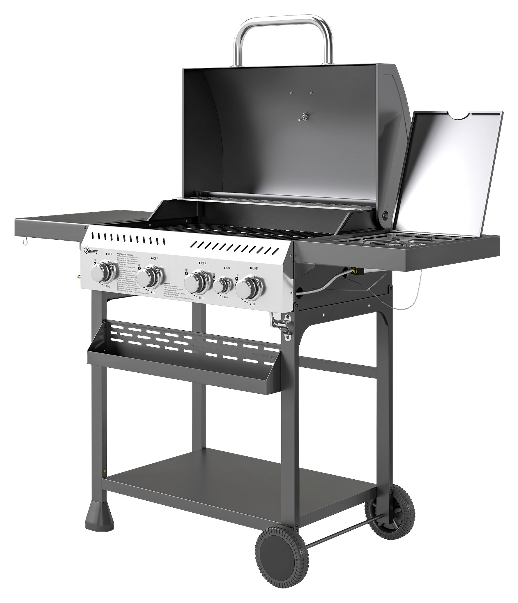 Outsunny Gasgrill Edelstahl B/H/L: ca. 55x103x135 cm