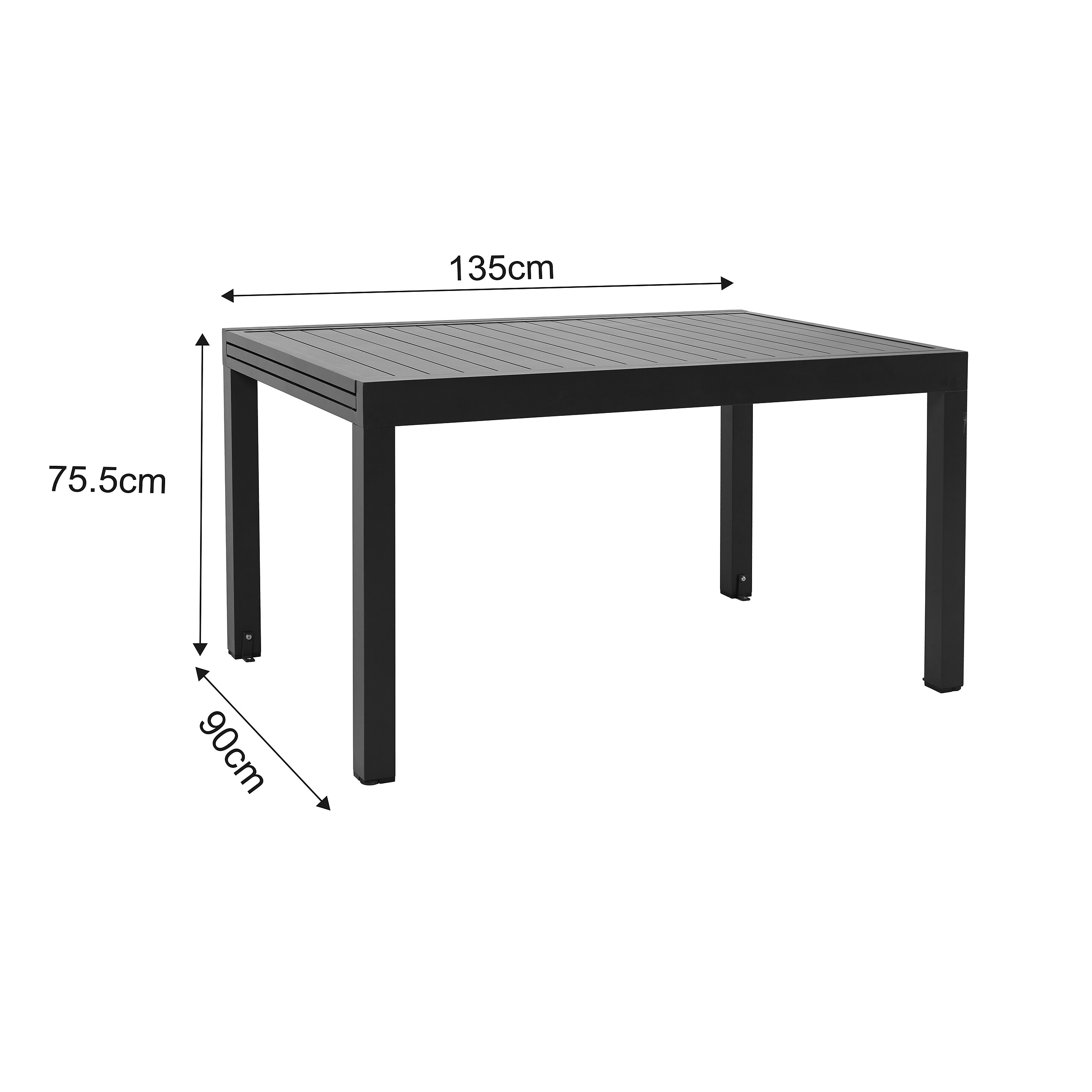 POCOline Gartentisch dunkelgrau Aluminium B/H/L: ca. 90x75x135 cm