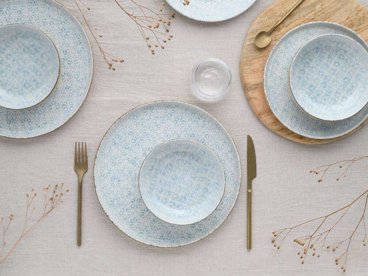 CreaTable Tafelservice Uno Emiliana blau Steinzeug 12 tlg.