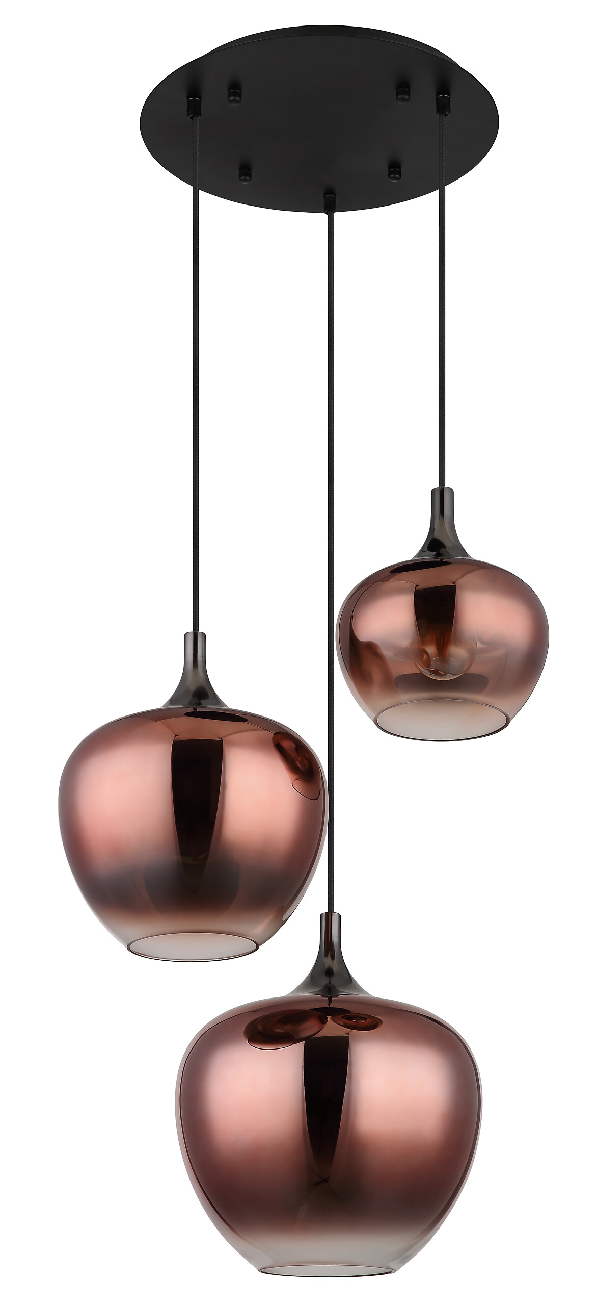 Pendelleuchte Maxy schwarz Glas Metall H/D: ca. 120x48 cm E27 3 Brennstellen