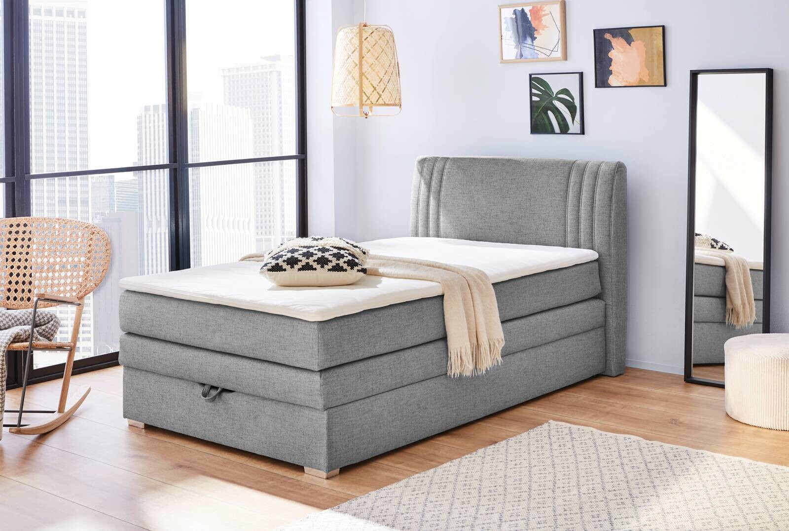 Boxspringbett  grau Liegefläche B/L: ca. 120x200 cm