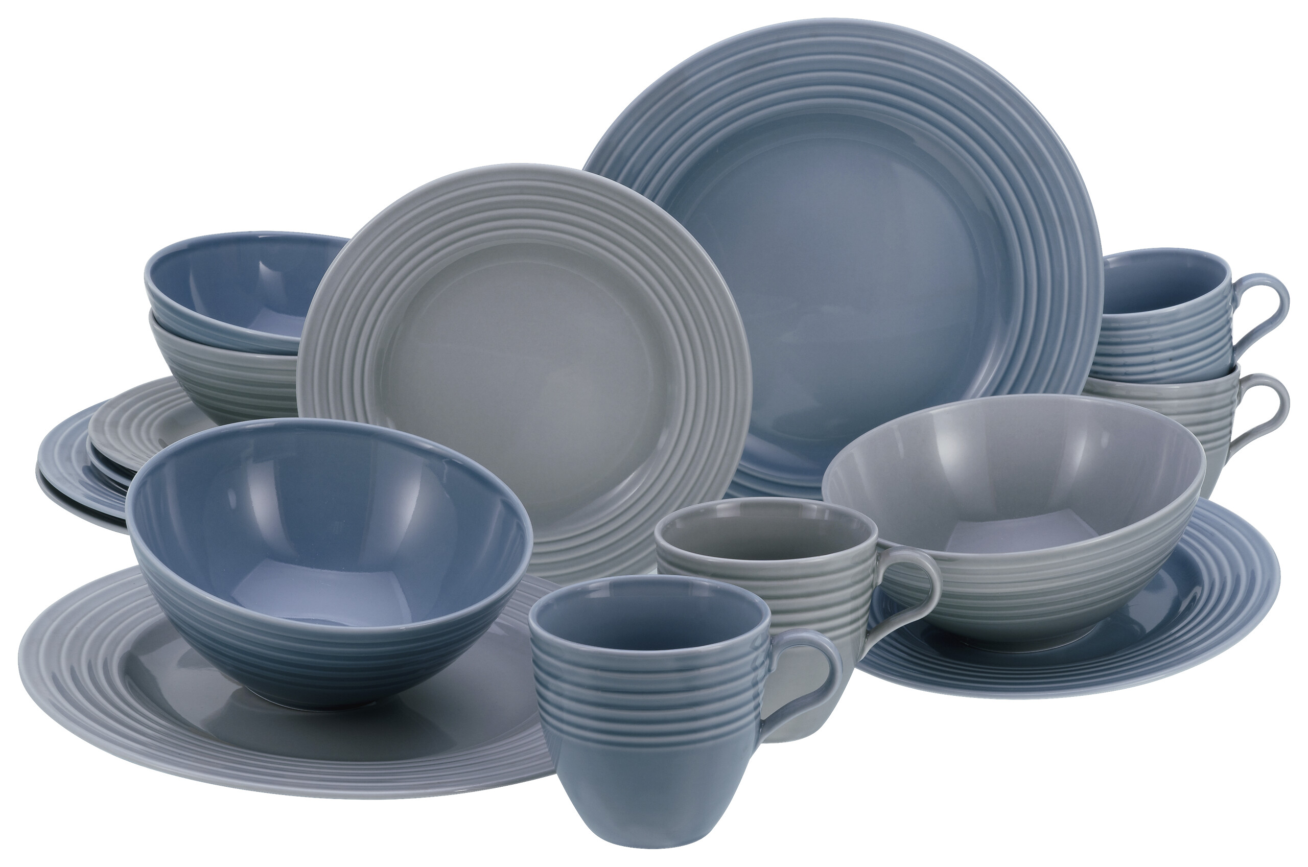 CreaTable Kombiservice Stripes stein Porzellan 16 tlg.