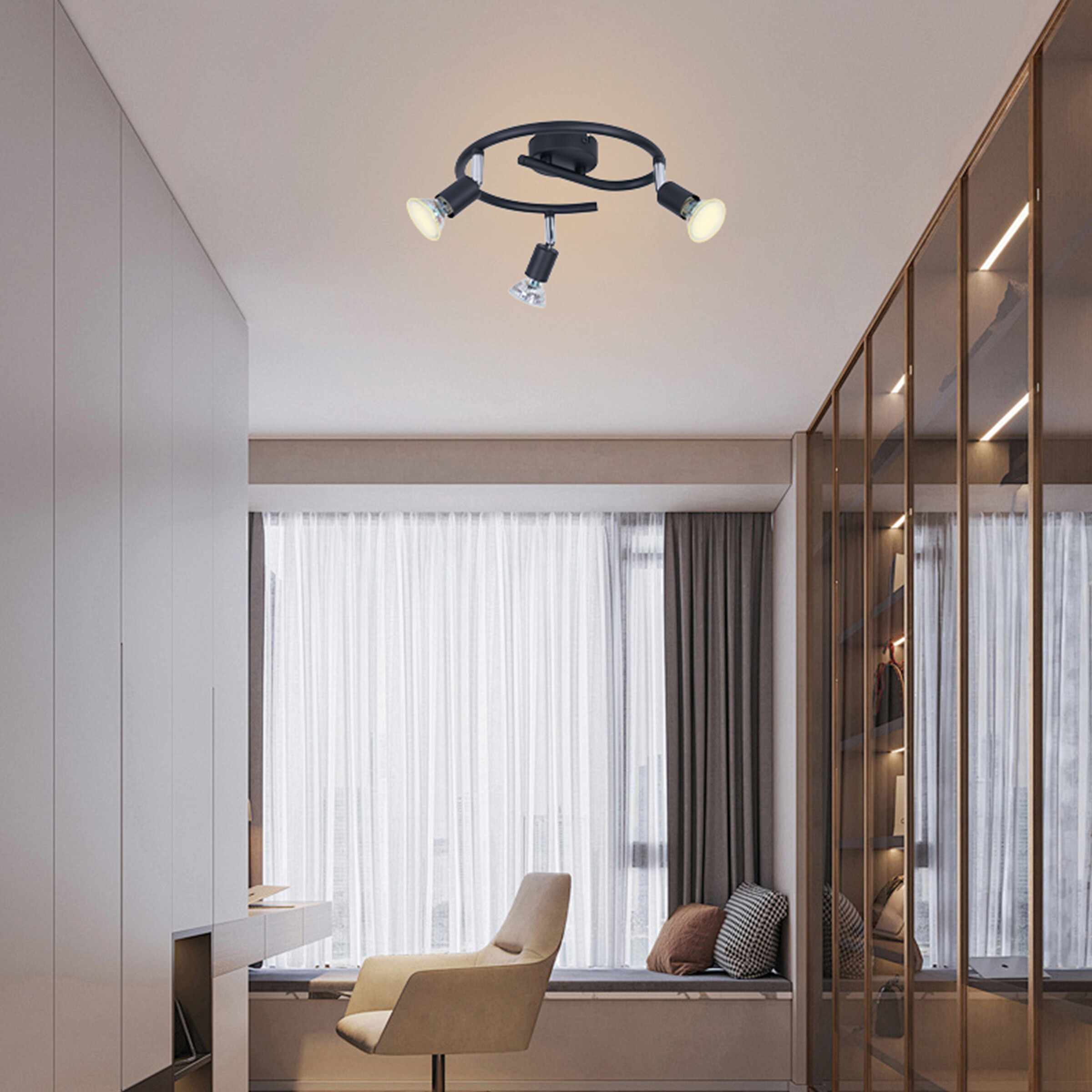 POCOline Spotspirale Boris schwarz B/H/L: ca. 25x10x25 cm 3 Brennstellen