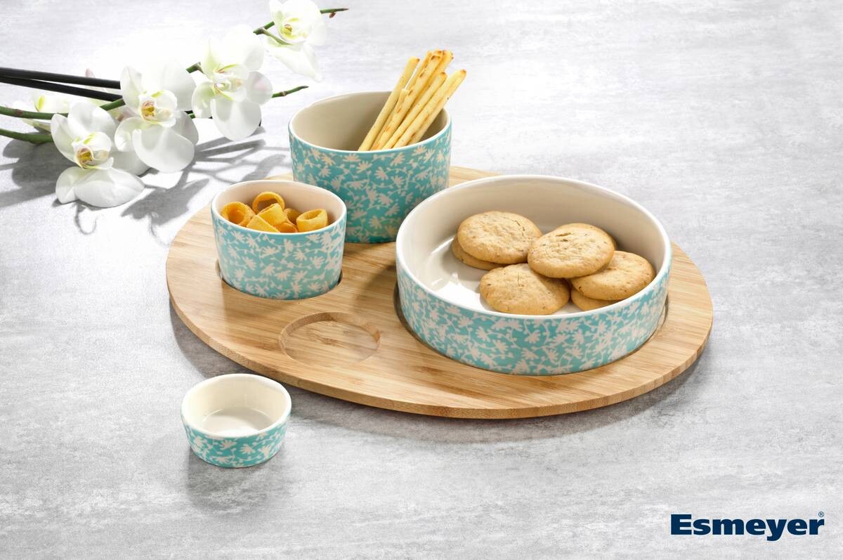 Esmeyer Servier-/Snack-Set KORFU türkis Steingut