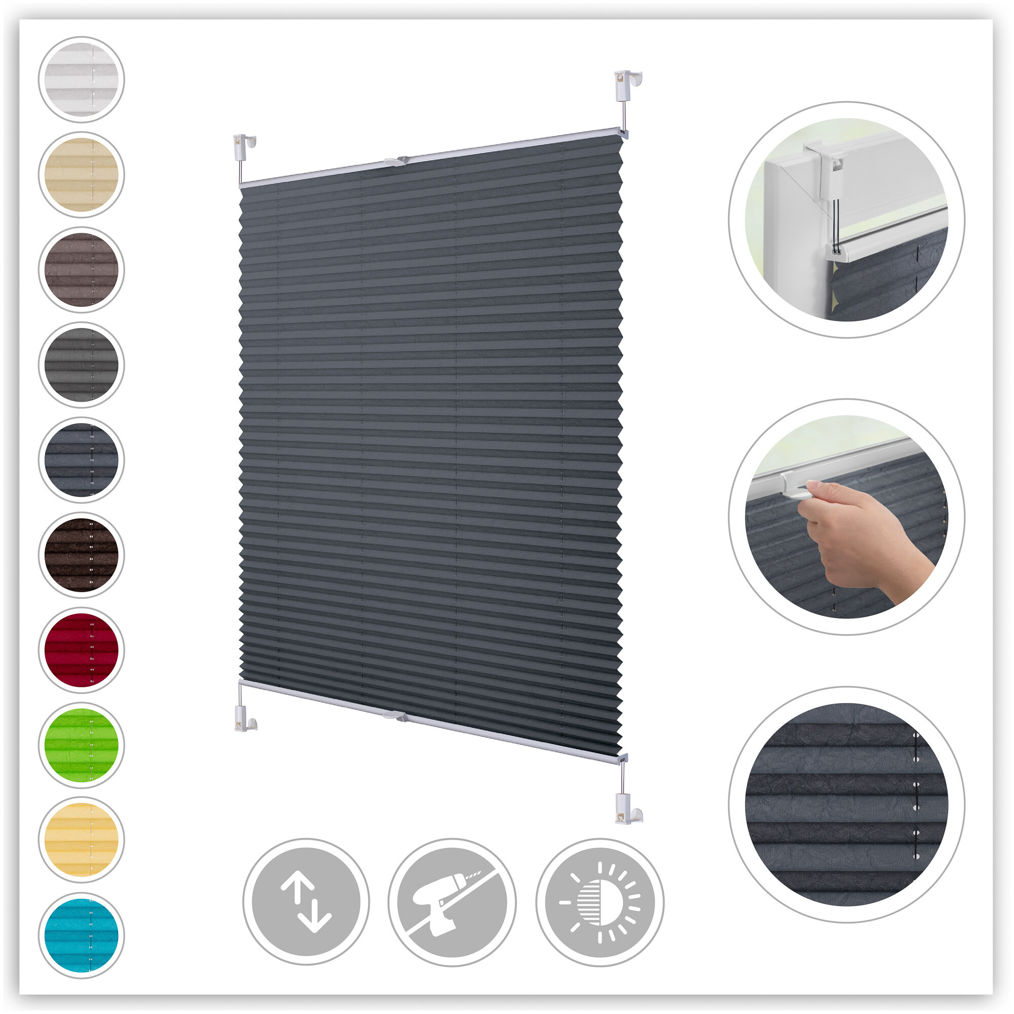 LICHTBLICK Spannplissee grau B/L: ca. 55x130 cm