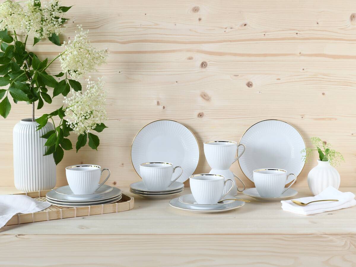 CreaTable Kaffeeservice Valencia weiß Porzellan 18 tlg.