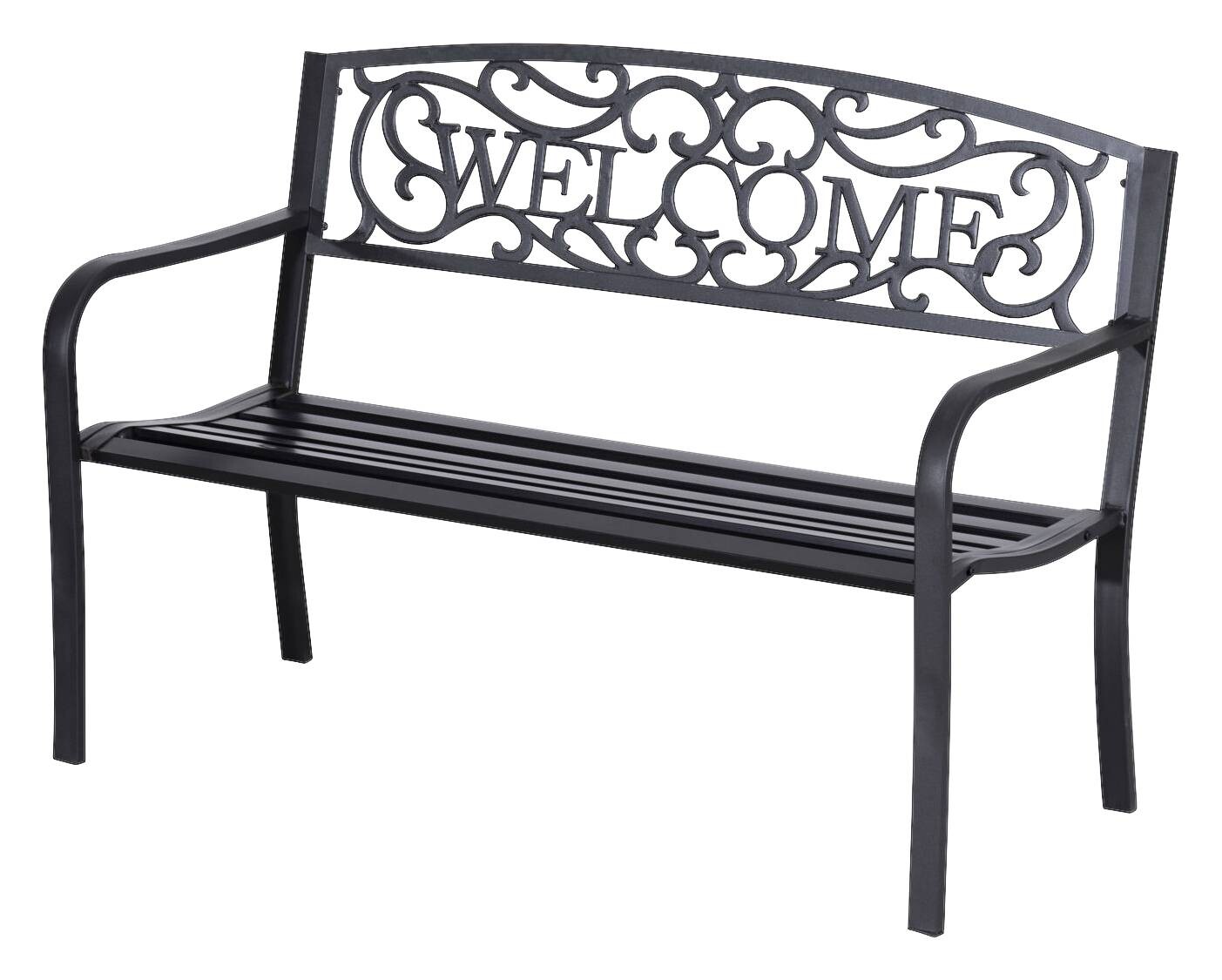 Outsunny Gartenbank schwarz Eisen B/H/L: ca. 60x85x126 cm