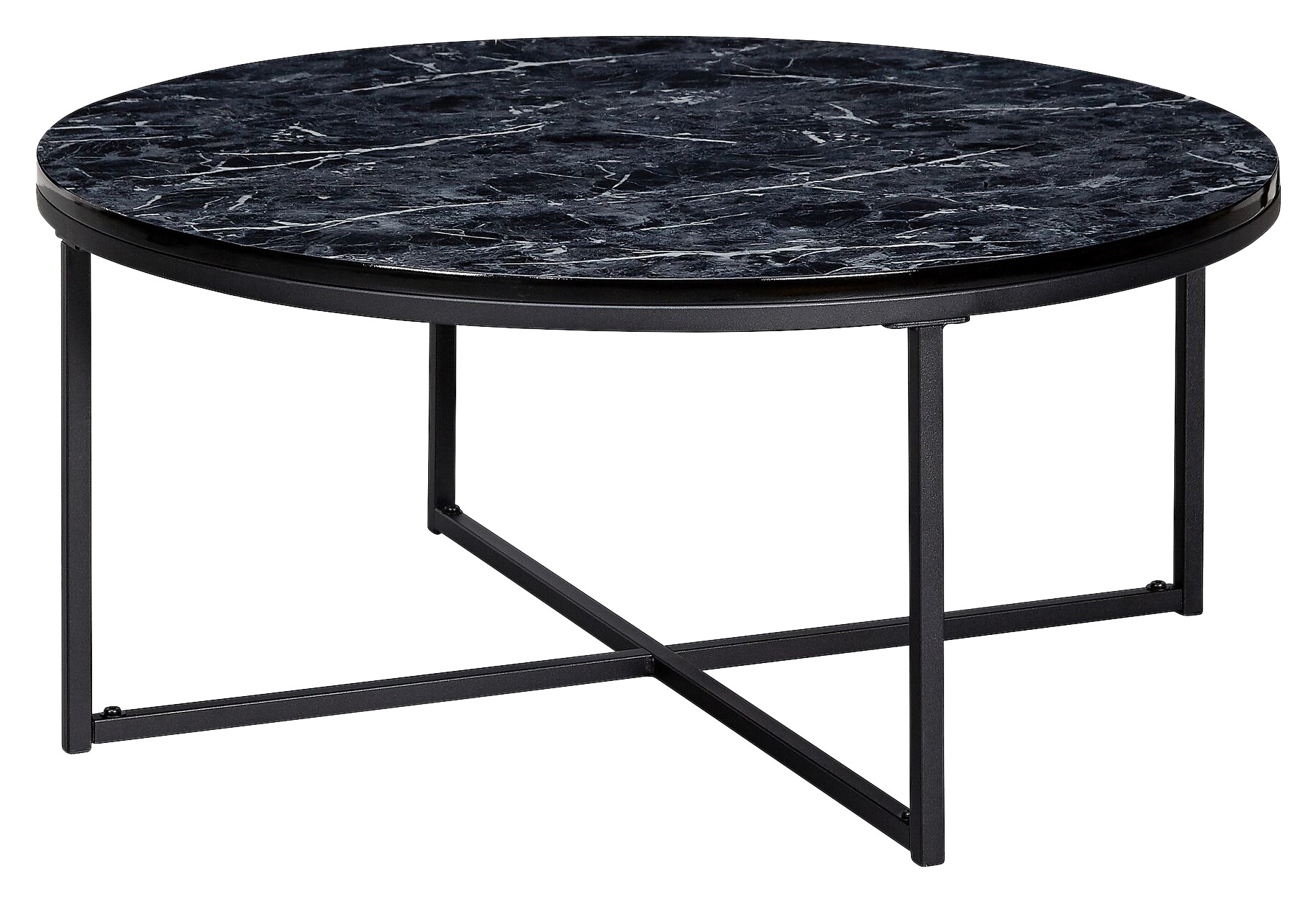 Wohnling Couchtisch schwarz Marmor schwarz MDF Stahl B/H/T: ca. 80x35x80 cm