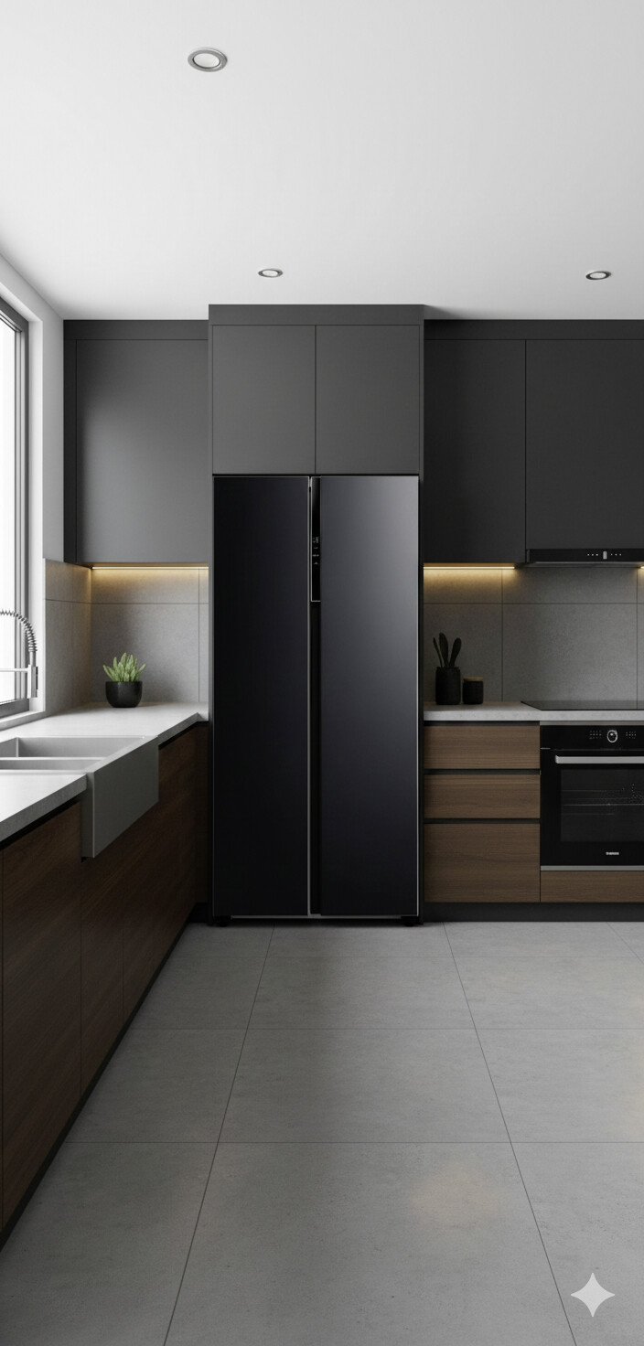 POCOline Side-by-Side SBS179-460EWDNF schwarz B/H/T: ca. 83,5x177,5x63,5 cm