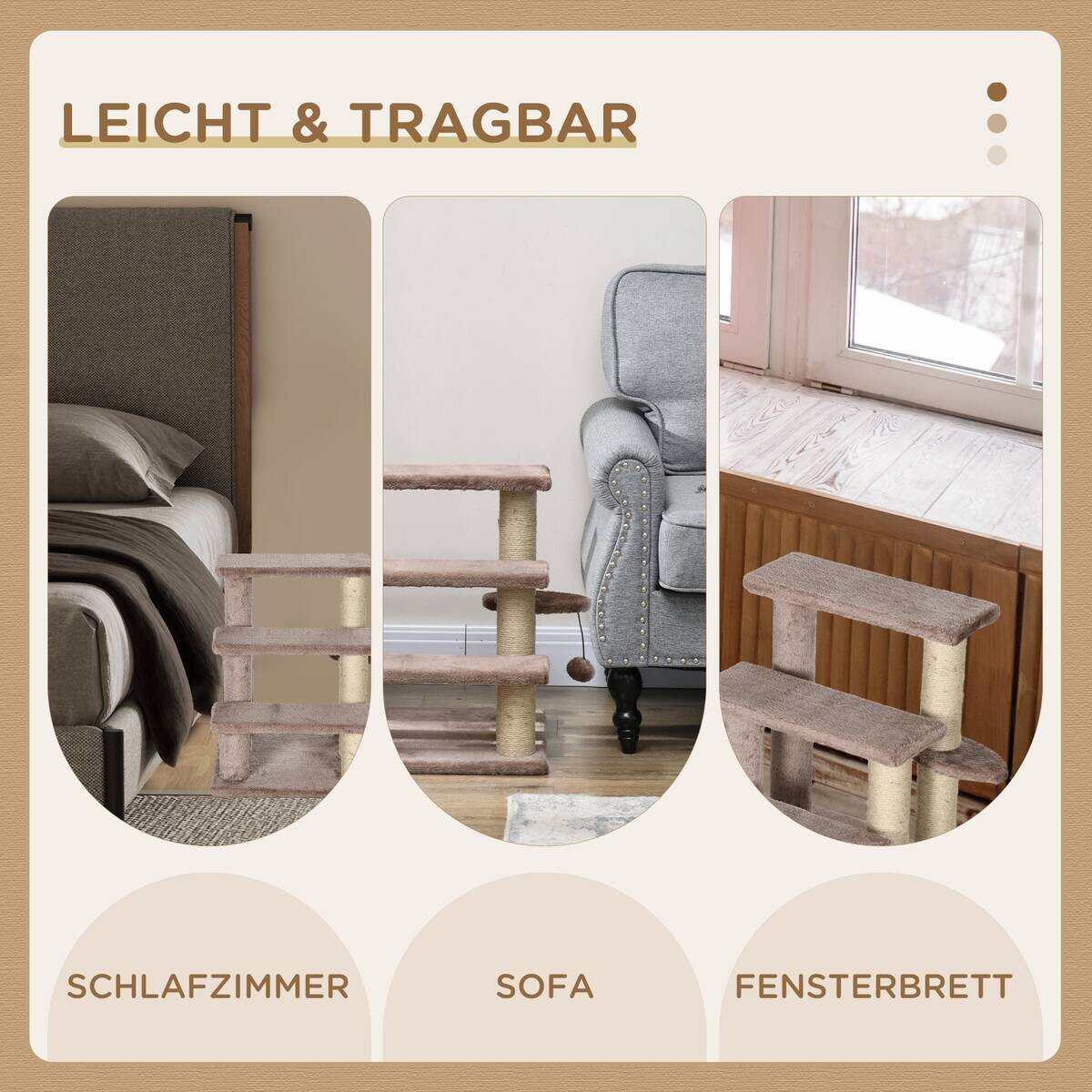 PawHut Katzentreppe braun Spanplatte B/H/L: ca. 40x48x45 cm