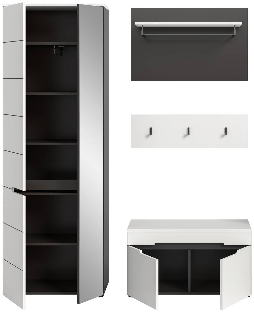 Garderobe Canu basaltgrau Nachbildung weiß B/H/T: ca. 160x190x37 cm