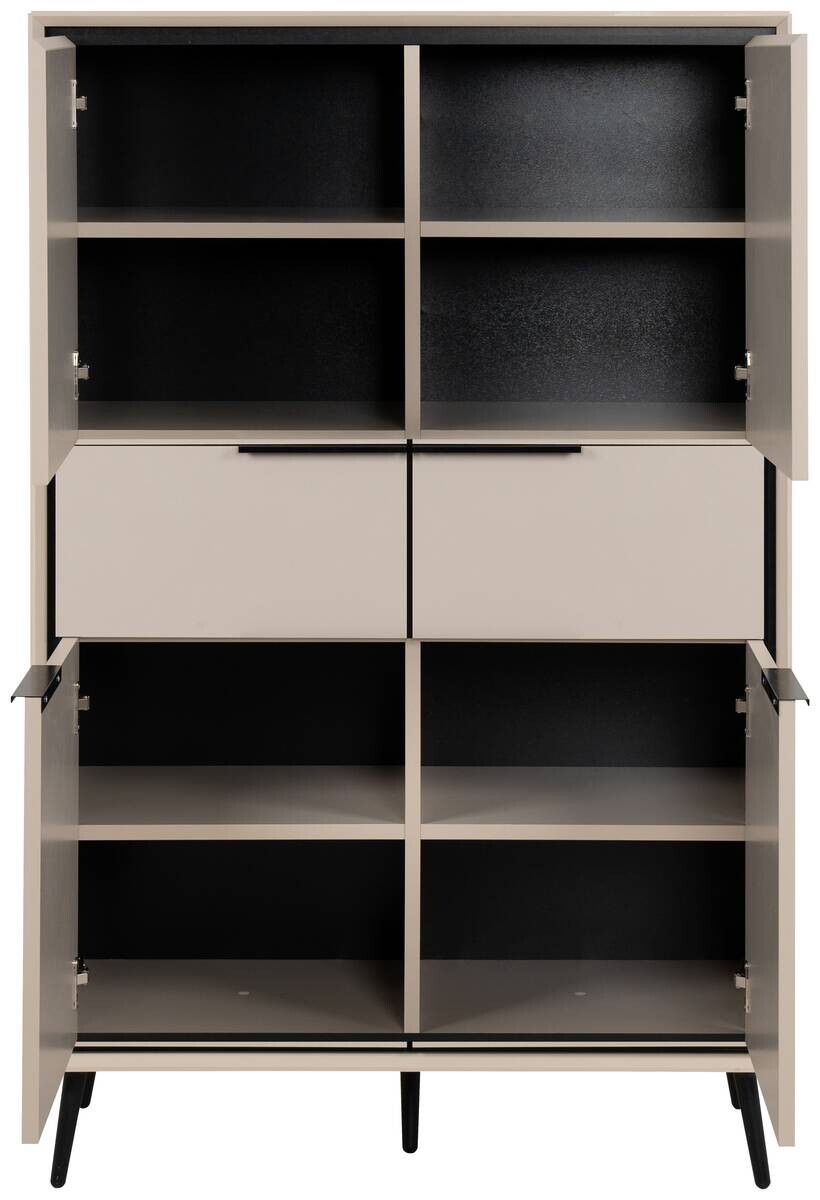 Highboard Arona sand schwarz B/H/T: ca. 90x140x38 cm