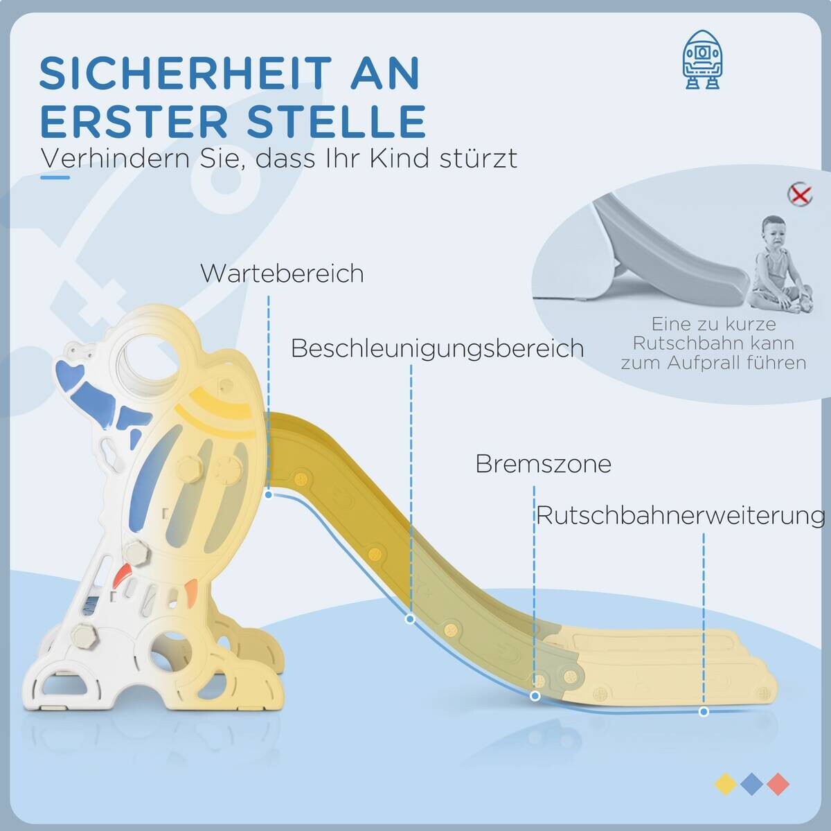 AIYAPLAY Kinderrutsche blau B/H/L: ca. 46,5x80x157 cm