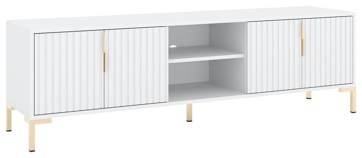 TV-Lowboard FLINN weiß matt gold Optik B/H/T: ca. 195x50x40 cm