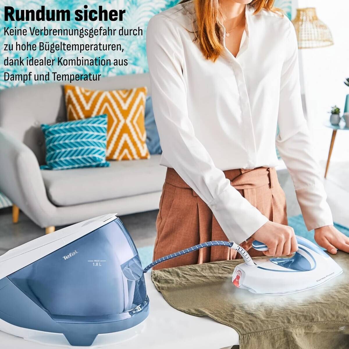 Tefal Dampfbügelstation blau weiß