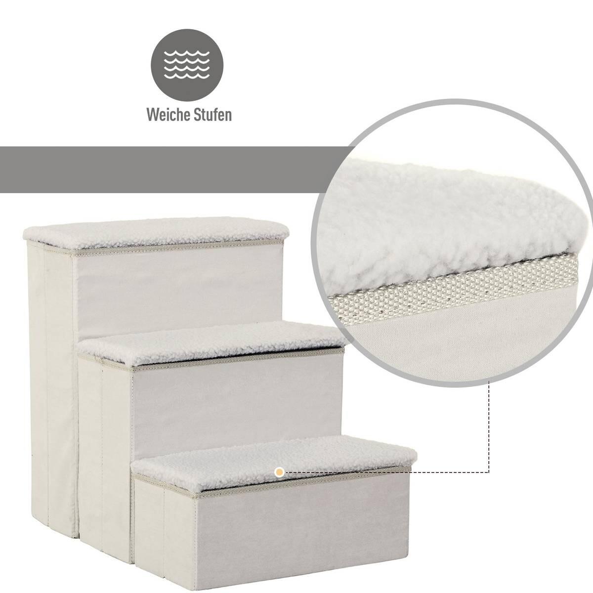 PawHut Haustiertreppe weiß MDF B/H/L: ca. 54x48x40 cm