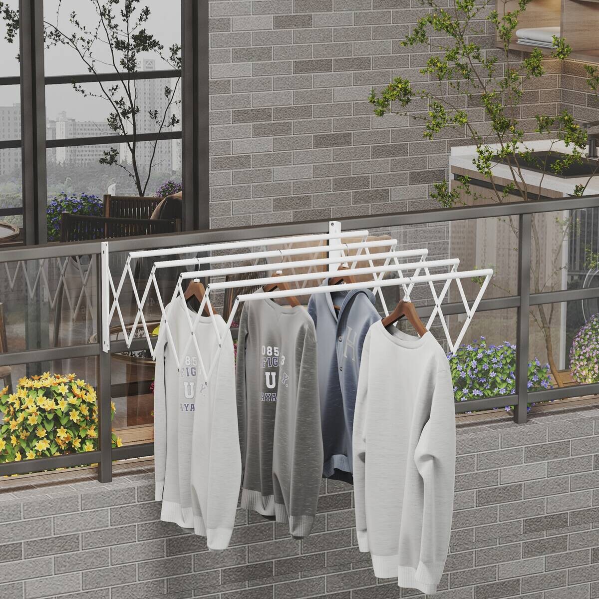 HOMCOM Wäscheständer weiß Eisen B/H/L: ca. 60x63,5x20 cm