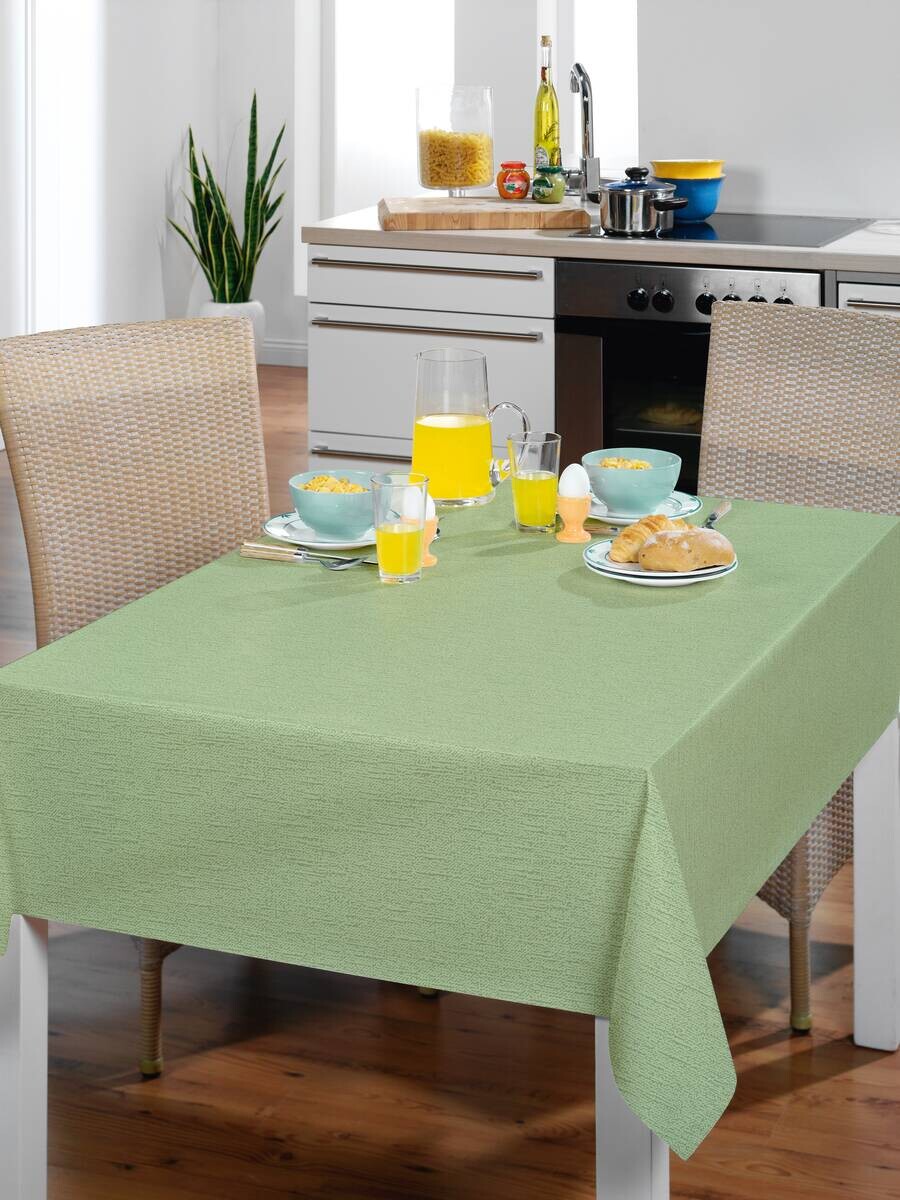 Milano Abwaschbarer Tischbelag Leinenoptik salbeigrün B: ca. 140 cm
