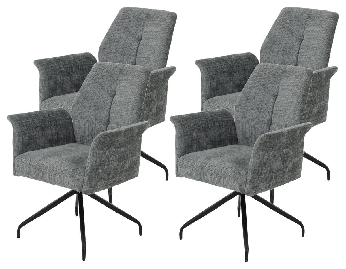 Armlehnstuhl Viktoria, 4er-Set hellgrau Microfaser Webstoff B/H/T: ca. 71x93x68 cm