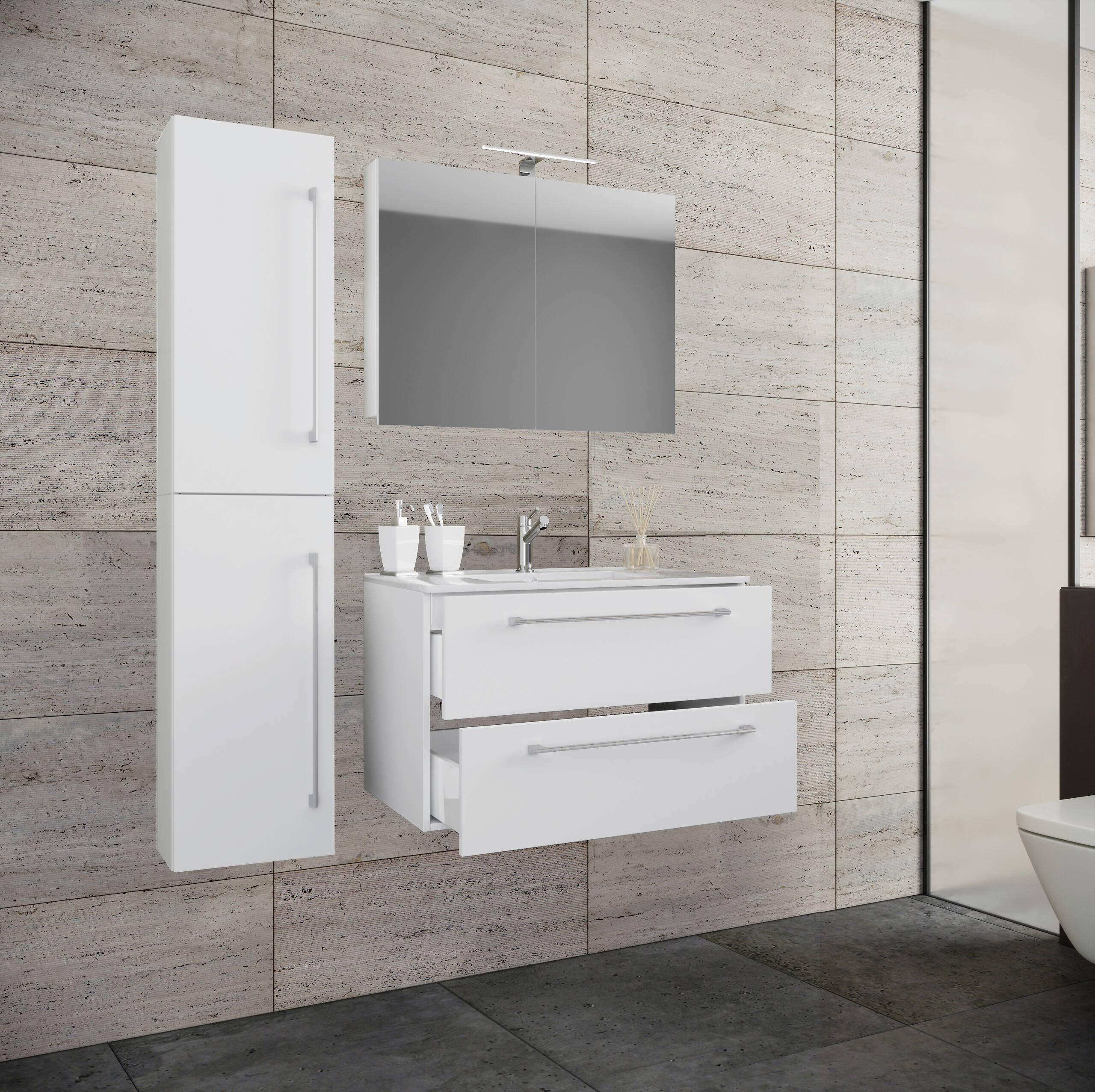 Waschplatz 4tlg-Badinos weiß B/H/T: ca. 81x52x46 cm