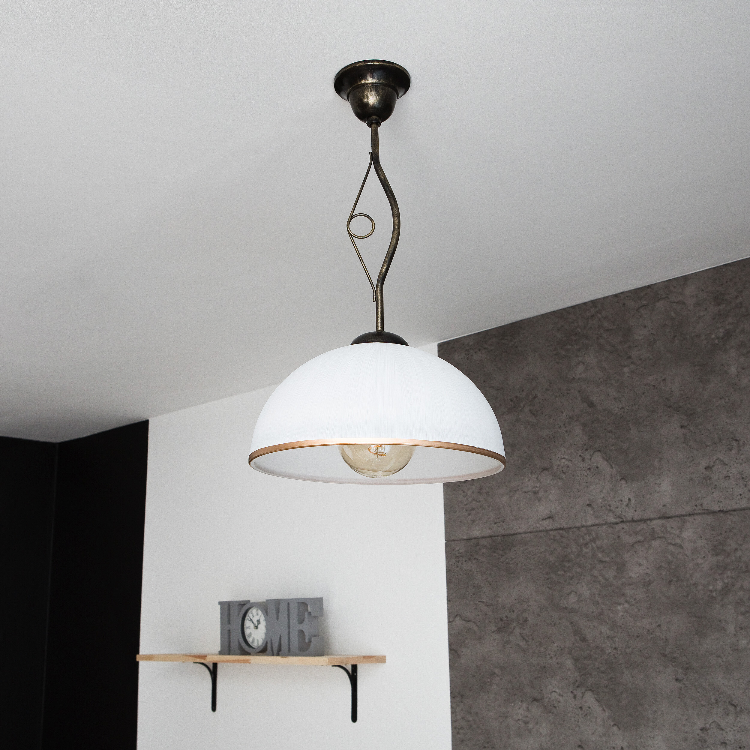 Lamkur Deckenleuchte Retro schwarz Glas Stahl B/H/L: ca. 32,5x45x32,5 cm E27 1 Brennstellen