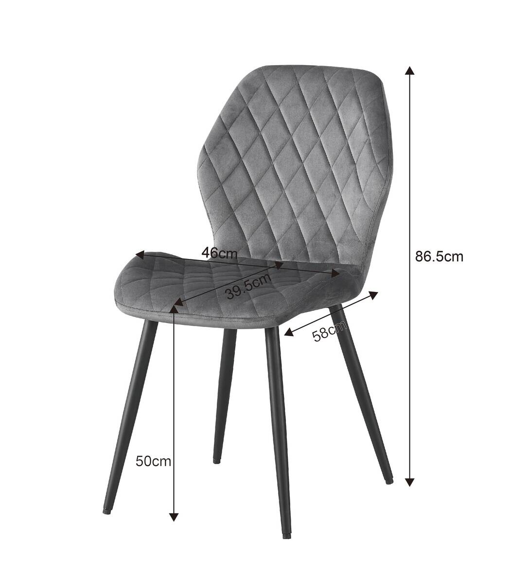 Stuhl Helena grau Samtoptik B/H/T: ca. 46x86,5x58 cm