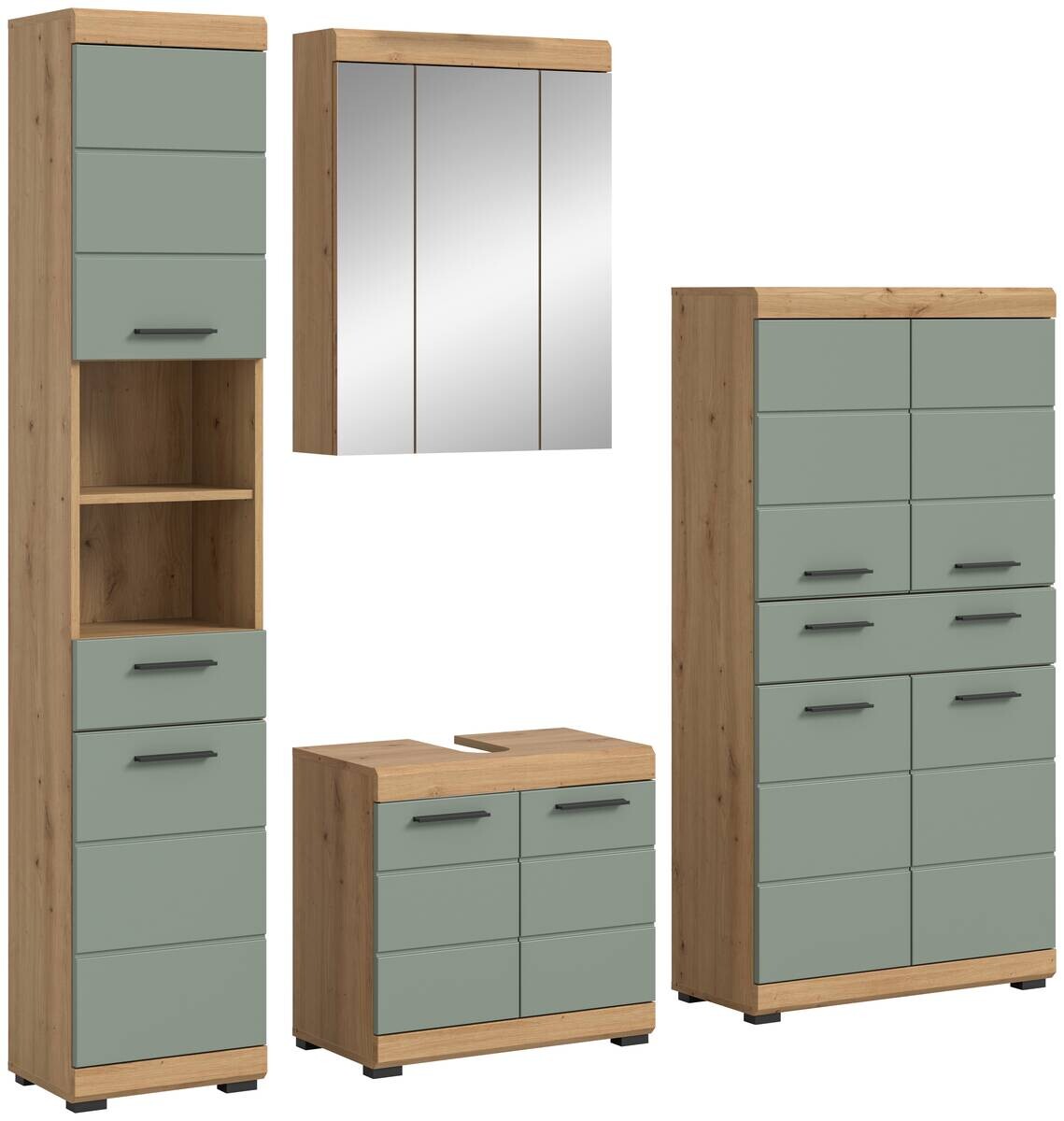 Badezimmer-Set Scout Eiche Artisan Nachbildung salbei Nachbildung B/H/T: ca. 186x191x34 cm